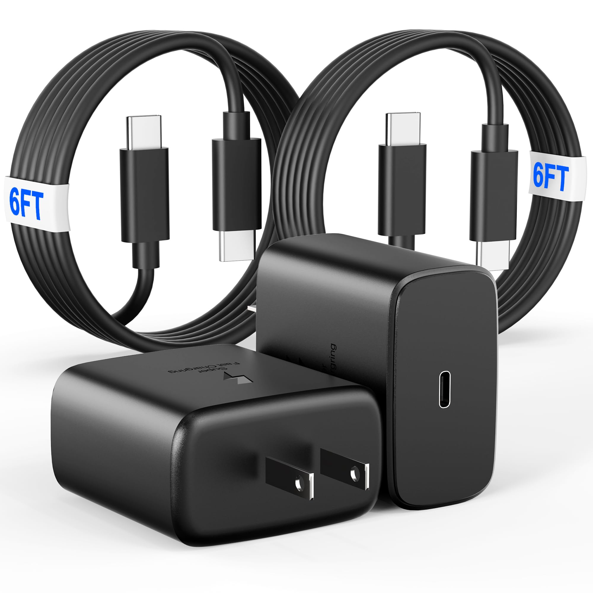 [2 Pack] 2026 45W Super Fast Charger USB C with 6FT Type C Cable, Fast Charging Android Phone Charger for Samsung Galaxy S26 Ult