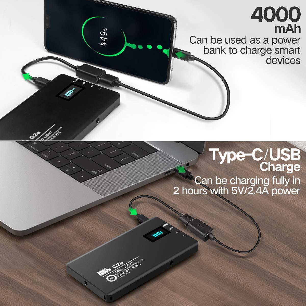 Pixel Rgb Camera Light, Video Light With Built In 4000Mah Rechargeable Battery 2500K 8500K/10 Simulation Light Effect/Tlci 97+/