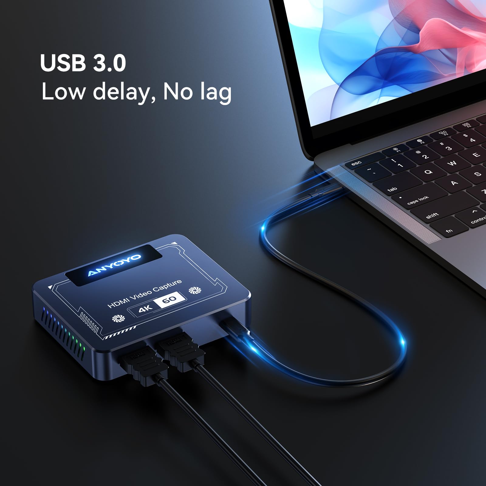Anyoyo 4K@60Hz Hdmi Capture Card, Usb3.0 Game Capture Video, 4K@60Fps Hd Recording, High Speed Data Transfer, Game Capture,Video