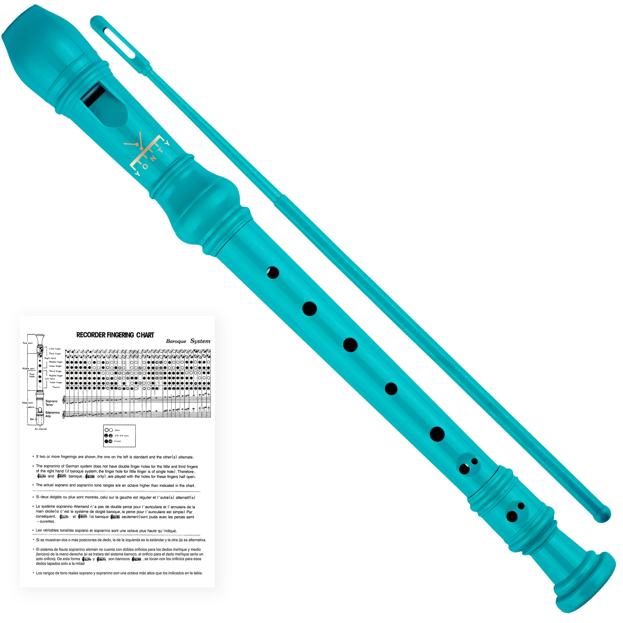 YONTY Soprano Recorder 8-Hole Instrument for Kids Beginners, Baroque Style C Key Kids Flute with Cleaning Rod & Case Bag for Sch