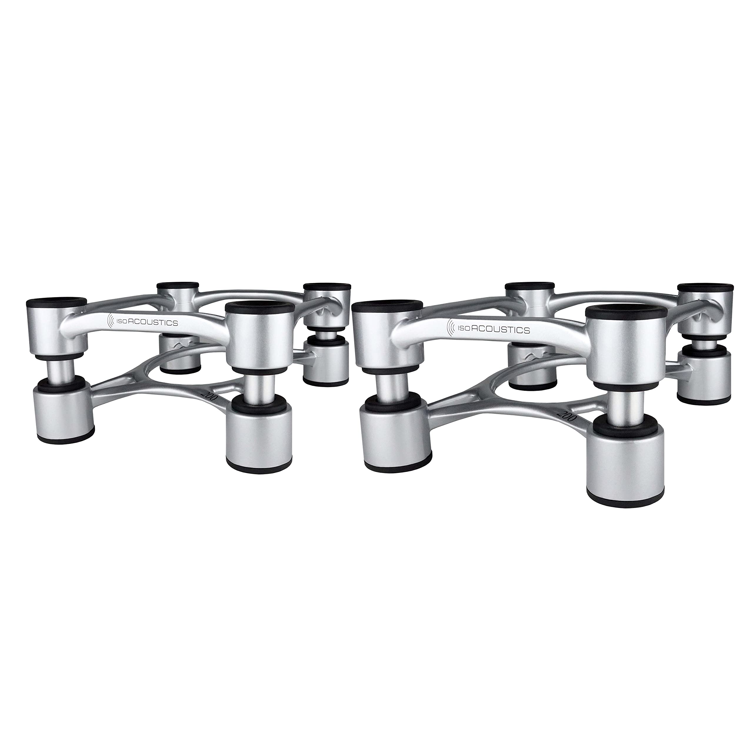 IsoAcoustics Aperta Series Isolation Speaker Stands with Tilt Adjustment: Aperta200 (7.8 x 10) Silver Pair