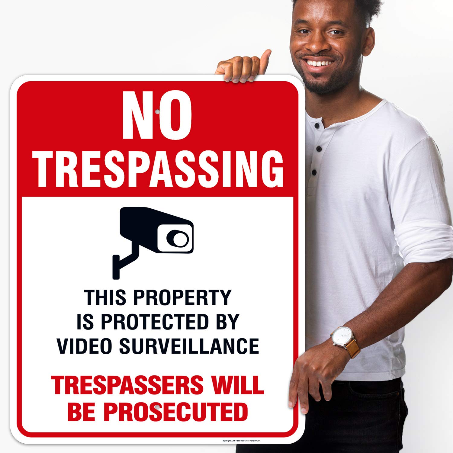 Sigo Signs, Video Surveillance No Trespassing Sign, Cctv Security Camera, 24X30 Inches, Rust Free .063 Aluminum, Fade Resistant,