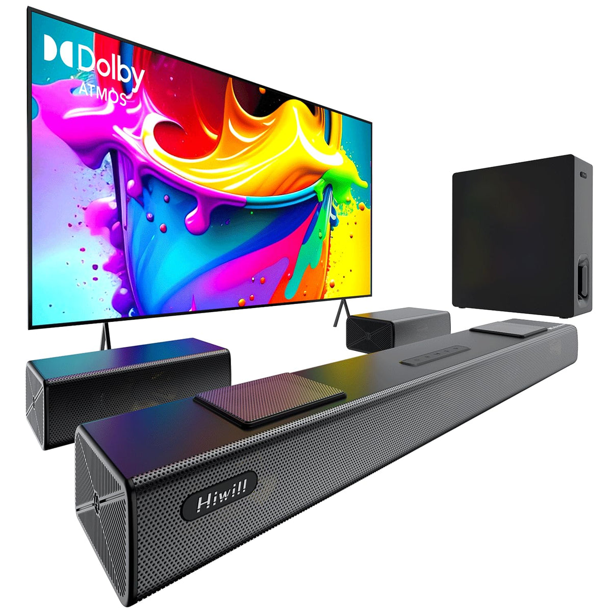 Hiwill Enhanced 5.1.2Ch Dolby Atmos Soundbar, Home Theater Surround Sound System For Tv, Sound Bar For Smart Tv With 6.5'' Subwo