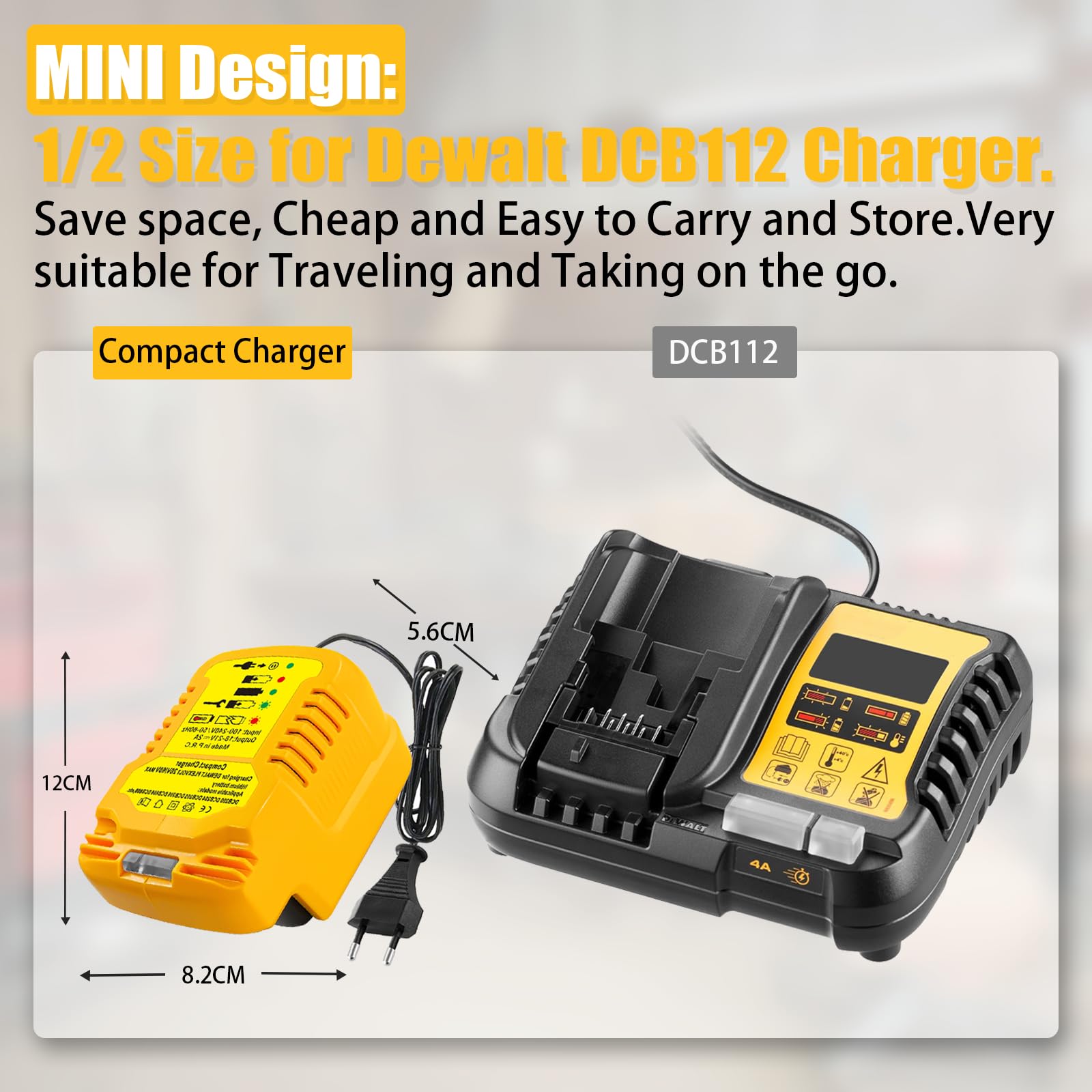Asunt Portable Mini Charger For Dewalt 20V Lithium Ion Battery Dcb206 Dcb230 Dcb240 Dcb612 Dcb609 Dcb606 Compact Charger Compati