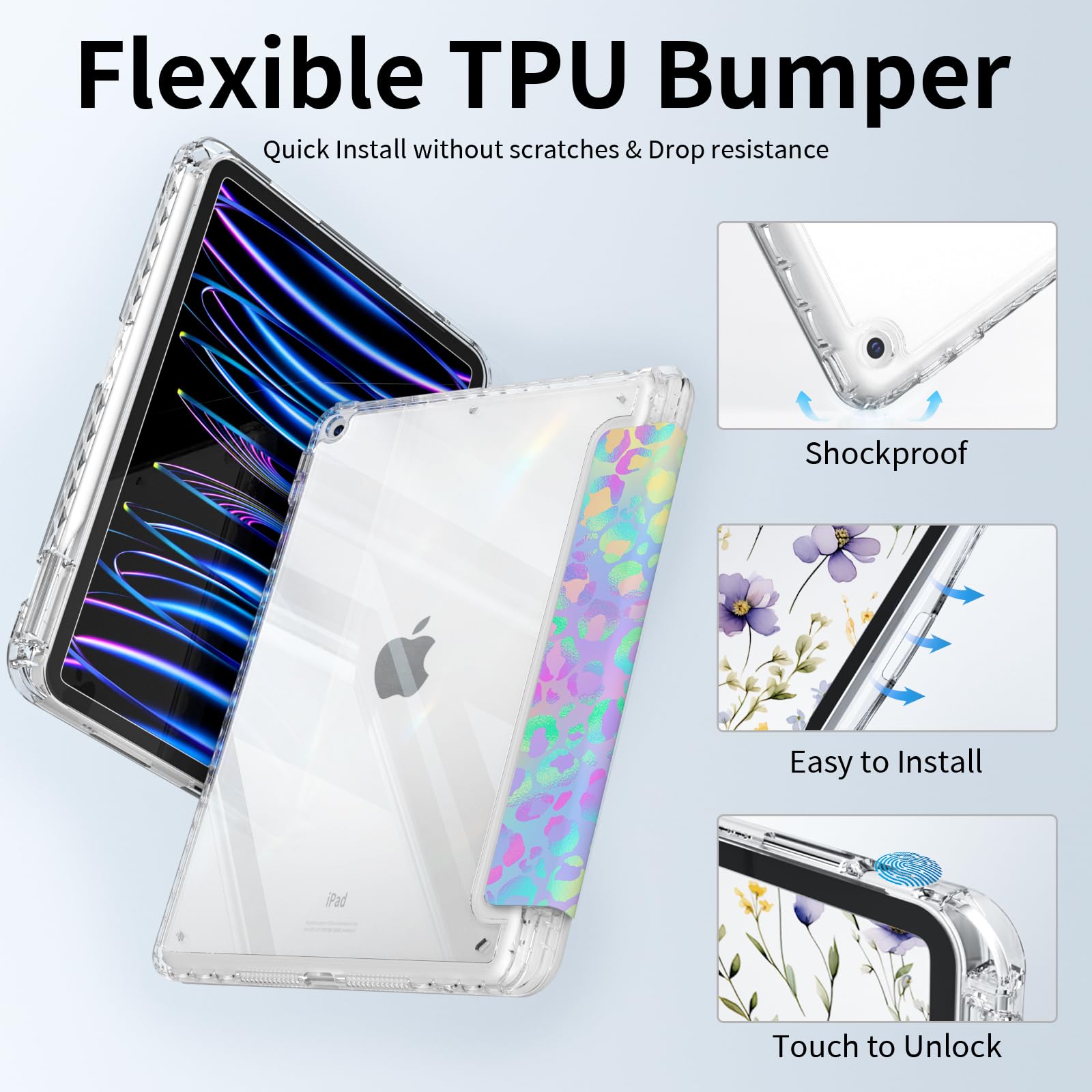 Piznernico Ipad 9Th Generation Case 2021/Ipad 8Th/7Th Generation Case 2020/2019 10.2 Inch With Pencil Holder, Trifold Stand Slim