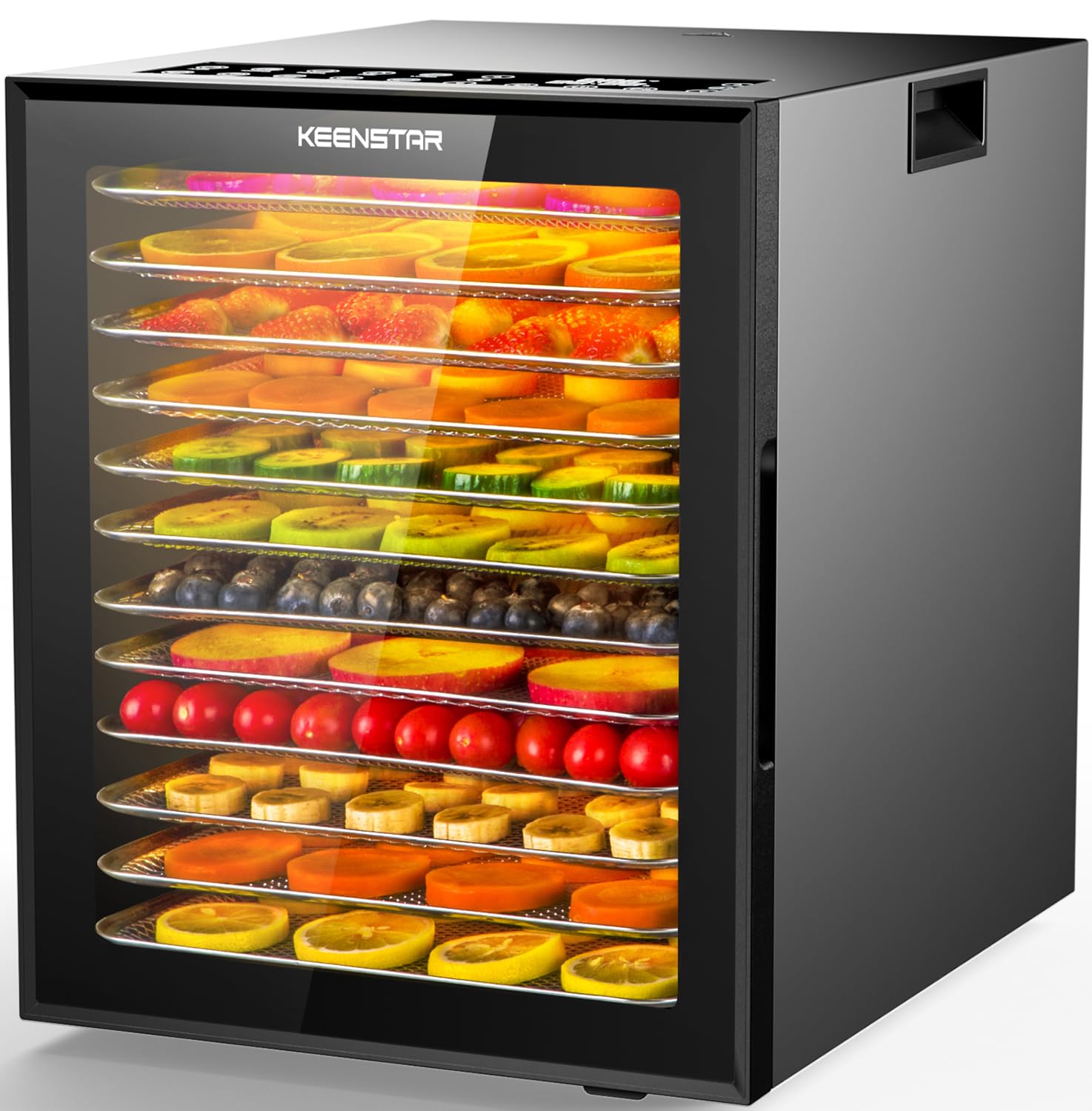 Food Dehydrator for Jerky, 12 Stainless Steel Trays, 10 Presets, 165? Temperature Control, 48H Timer, 850W Dryer Machine for Dog