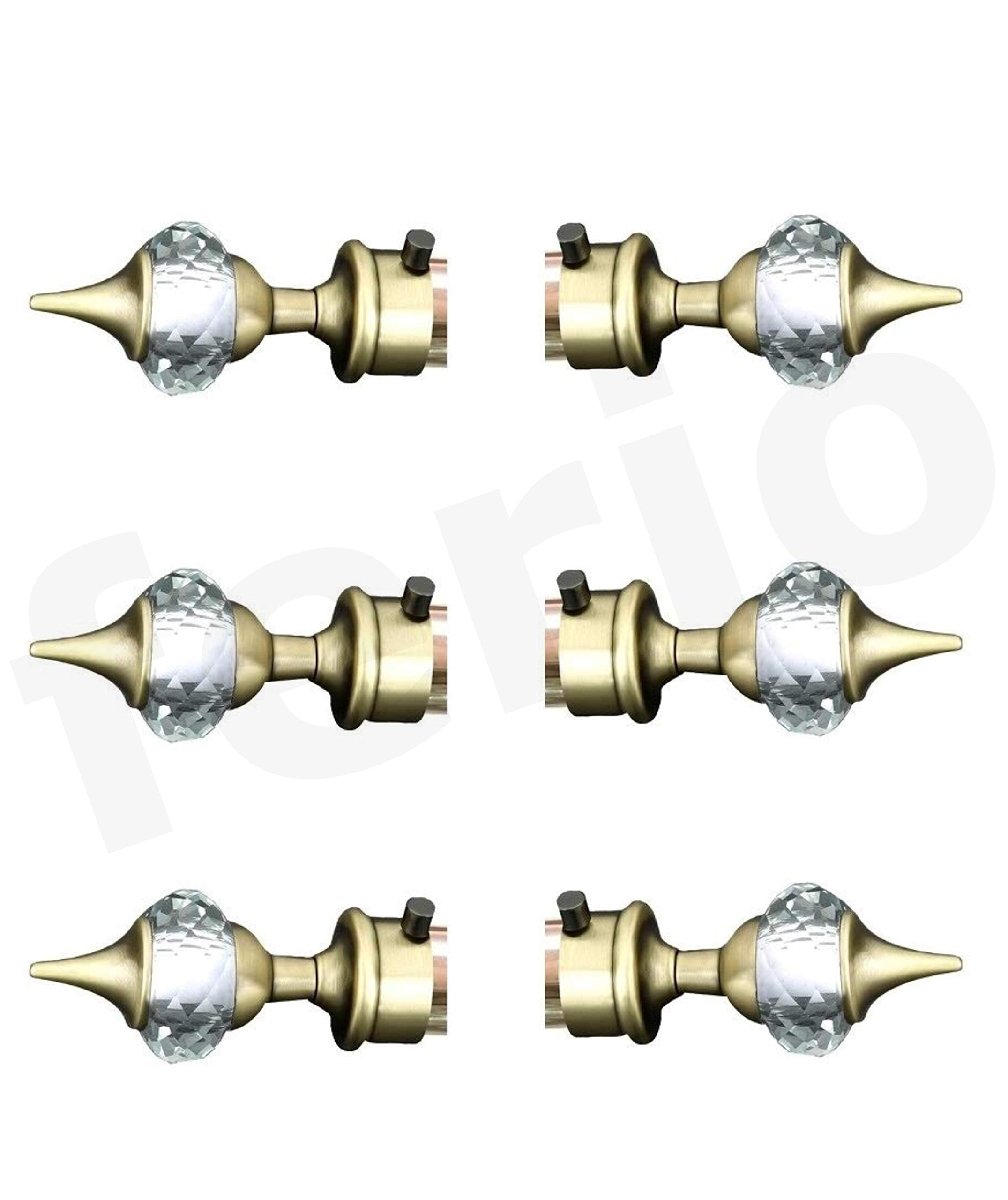 Arena Aluminium Antique Round Curtain Finials (Brass , Standard)  6 Pieces,Eyelet