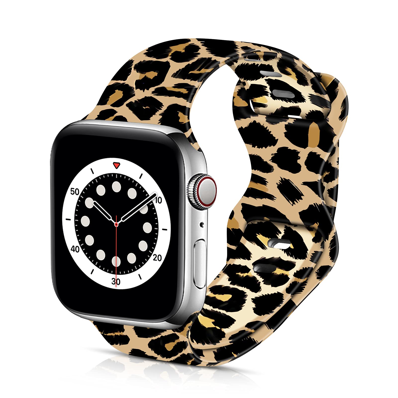 Bxxtpk Leopard Traditional Colours Cheetah Compatible With Apple Watch Band 42Mm 44Mm Soft Silicone Wristbands For Iwatch Series