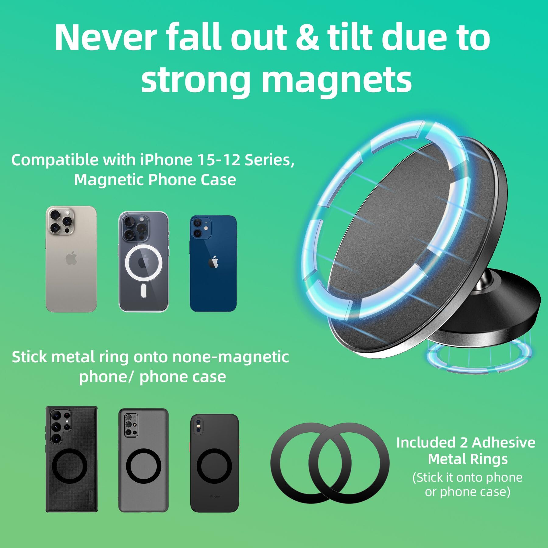 Sevenka Gym Magnetic Phone Holder Compatible With Iphone 16 Pro Max 15 14 13 12, Samsung, Mag-Safe Case, All Phones, Portable Ma