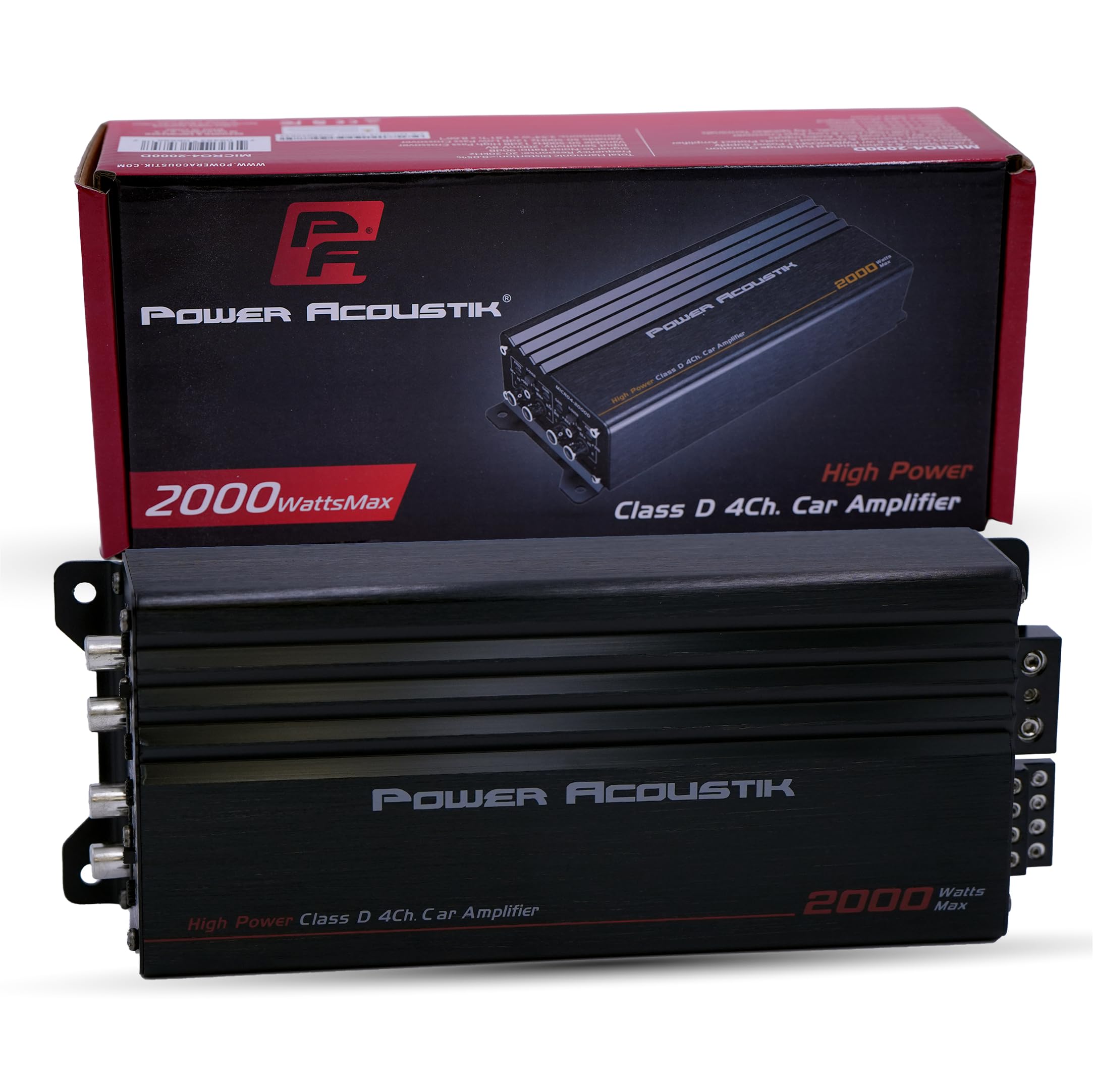 Power Acoustik 4 Channel Amplifier - 2000W Car Amplifier | Ultra-Compact 4 Channel Car Amp for Full-Range Sound | Small Audio Am