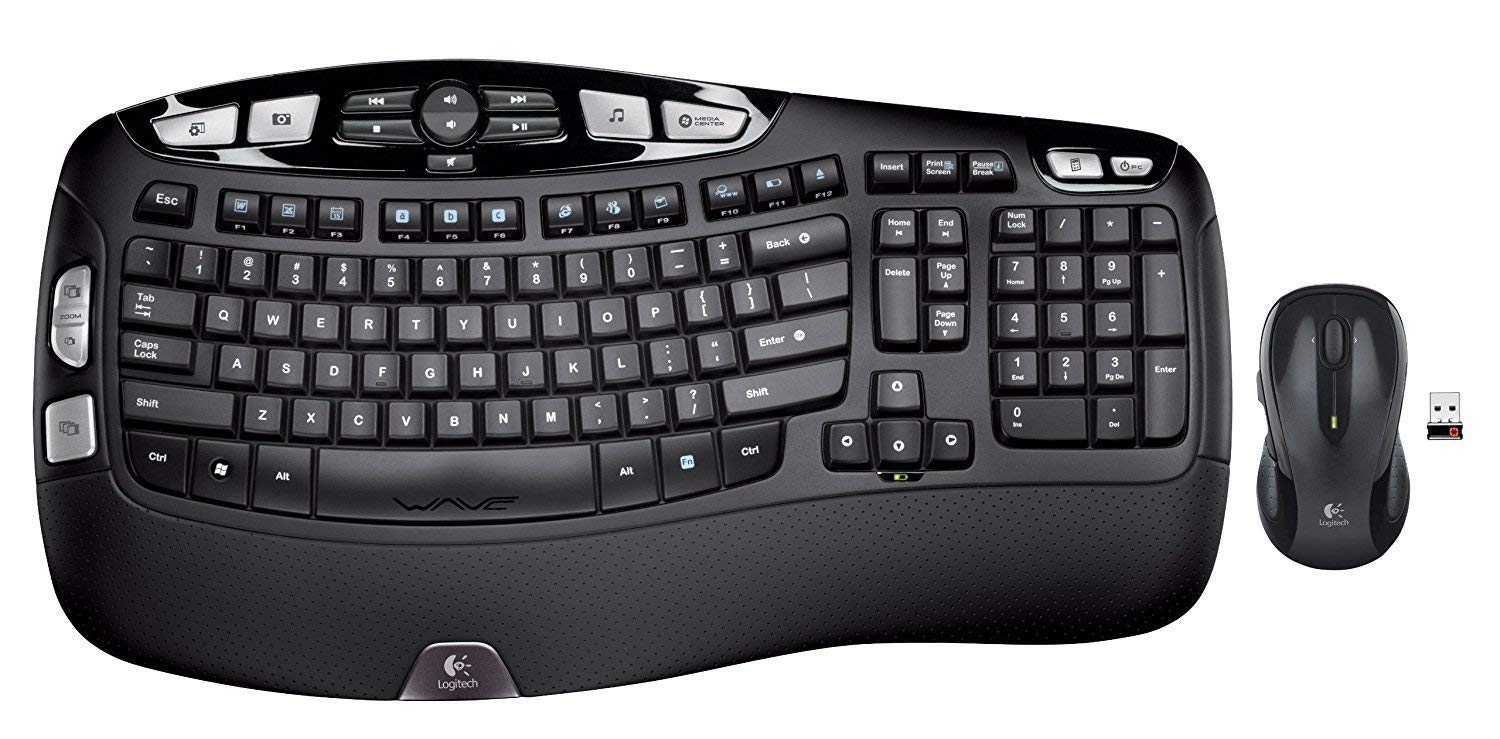 Logitech MK550 Wireless Wave K350 Keyboard and Mouse Combo - Includes Keyboard and Mouse, Long Battery Life, Ergonomic Wave Desi