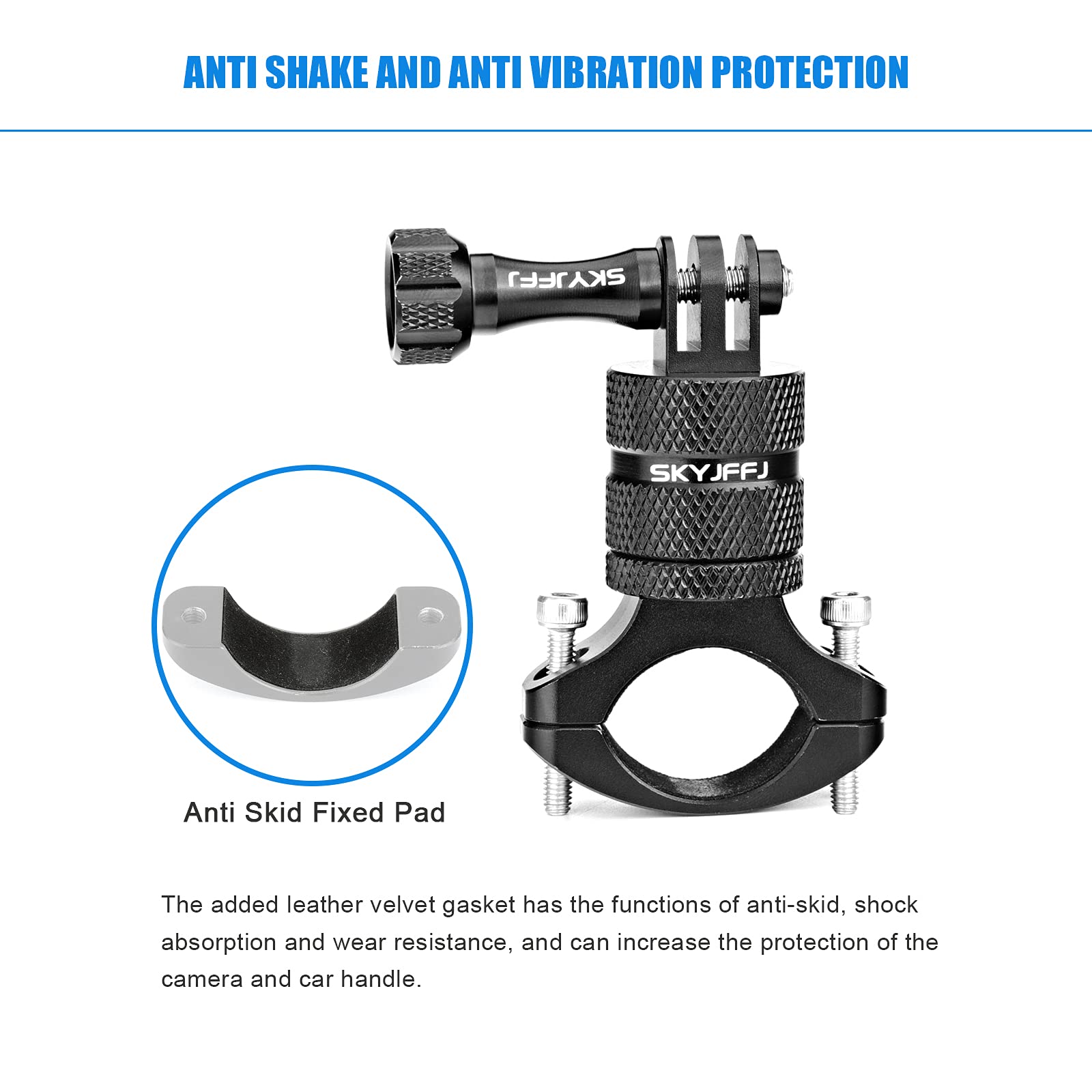 Skyjffj 360 Degree Rotation Aluminum Motorcycle Bicycle Rack Mount Holder,Intended For Gopro Hero 13/12/11/10/9/8/Max,Dji Osmo Action 5Pro/4/3,Insta 360 Ace Pro 2/Pro/Ace