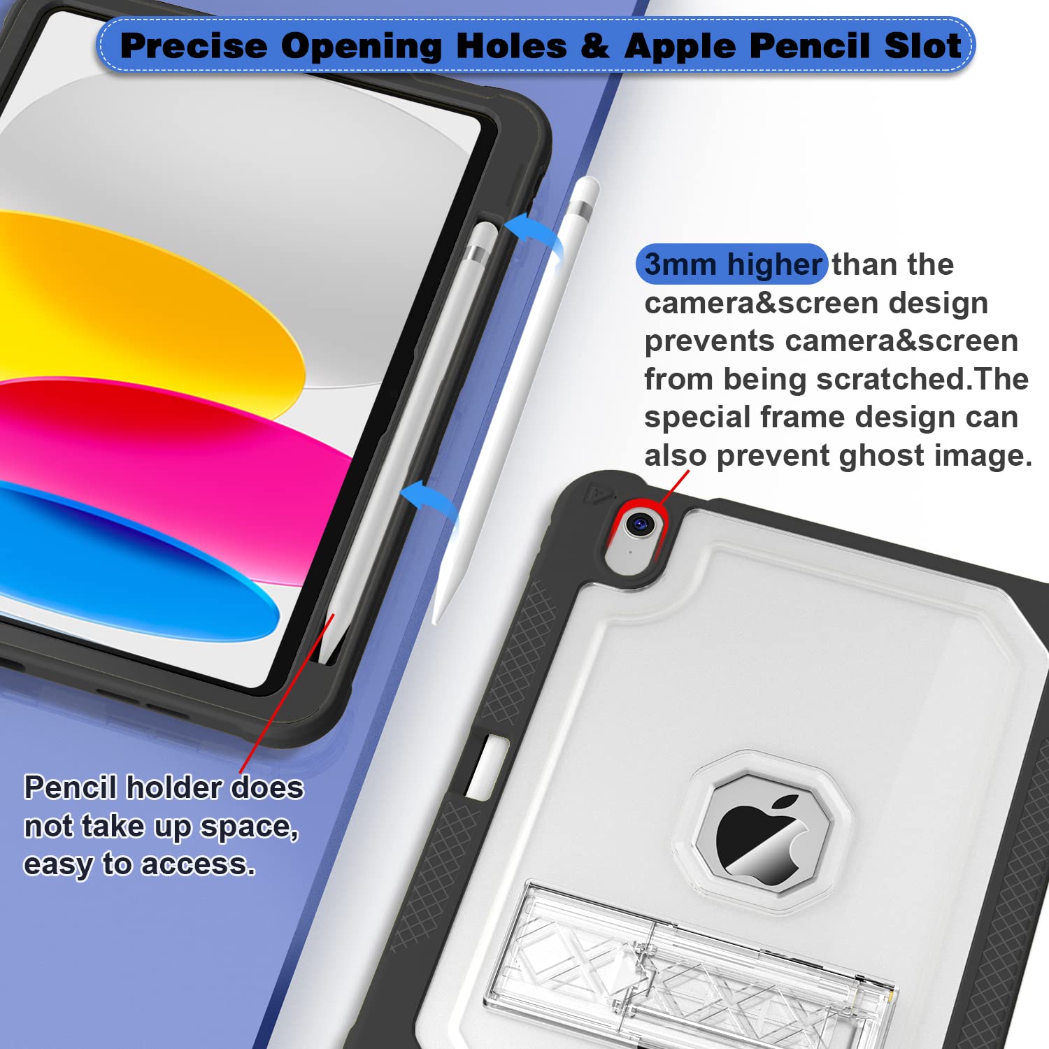 Zonefoker Case For Ipad 10Th Generation 10.9 Inch 2022, Heavy Duty Shockproof Rugged Protective With Pencil Holder, 10.9 10 Gen