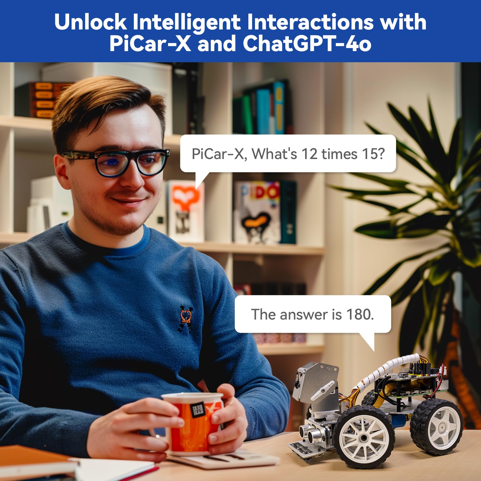 Sunfounder Picar-X Ai Video Robot Car Kit With Raspberry Pi Zero 2 W+32G Tf Card, Chatgpt-4O Enabled With Video Recognition, Pyt