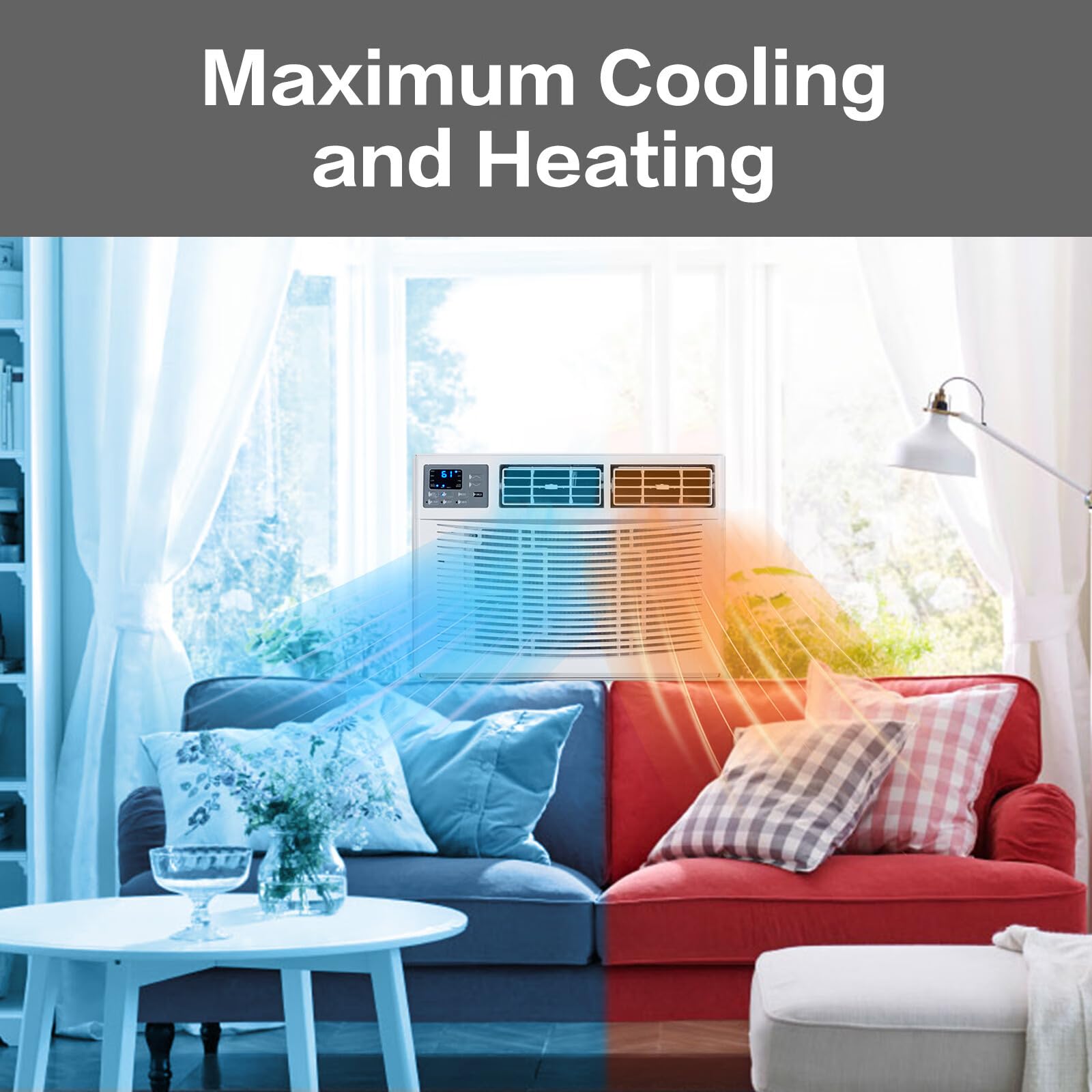 Rovsun 18000 Btu Air Conditioner Window Unit With Heat, 4 In 1 Window Ac Unit Cooler, Heater, Dehumidifier & Fan With Timer, Rem