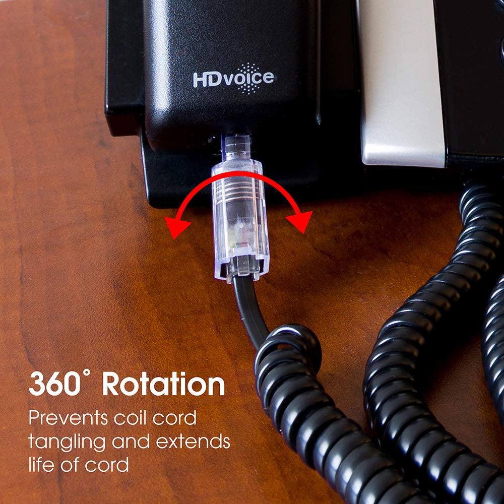 Power Gear Telephone Cord Detangler, 3 Pack, Tangle Free 360 Degree Rotation, Plug Into Landline Phone Handset, For Use In Home