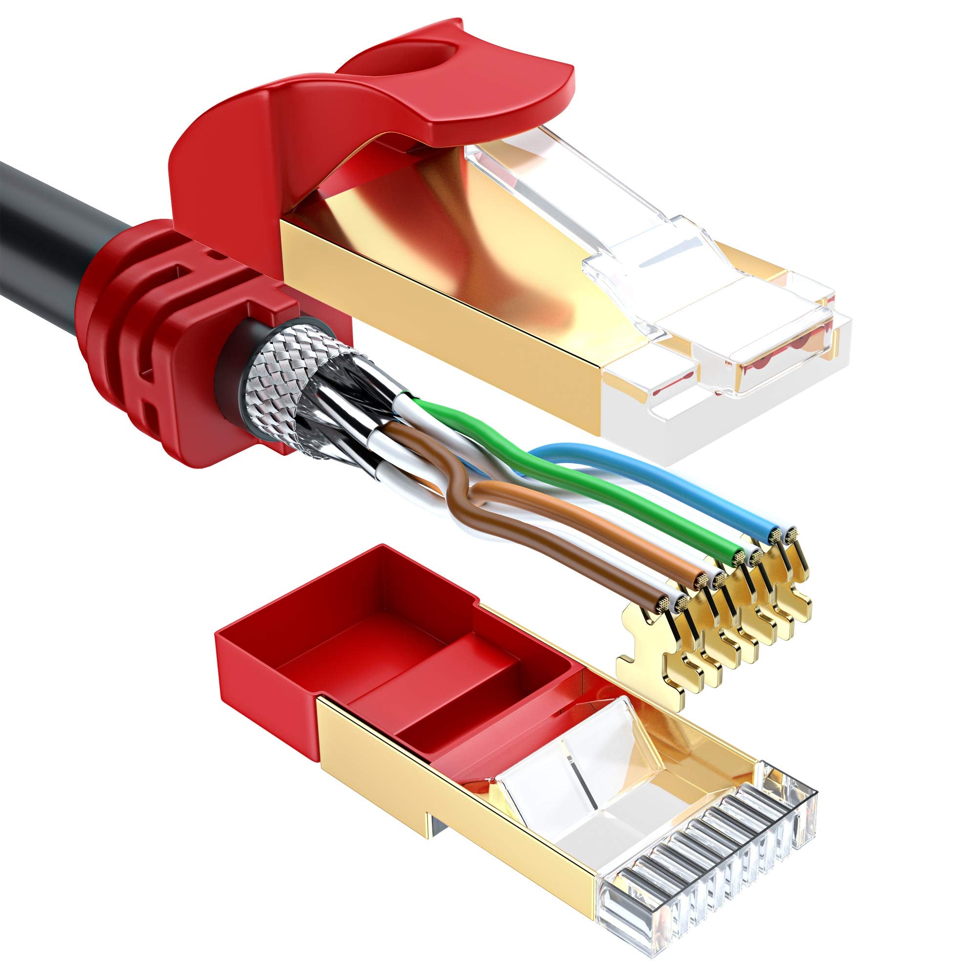 Cat 7 Ethernet Cable 150 Ft   High Speed Internet & Network Lan Patch Cable, Rj45 Connectors   150Ft / Red   Perfect For Gaming, Streaming, And More
