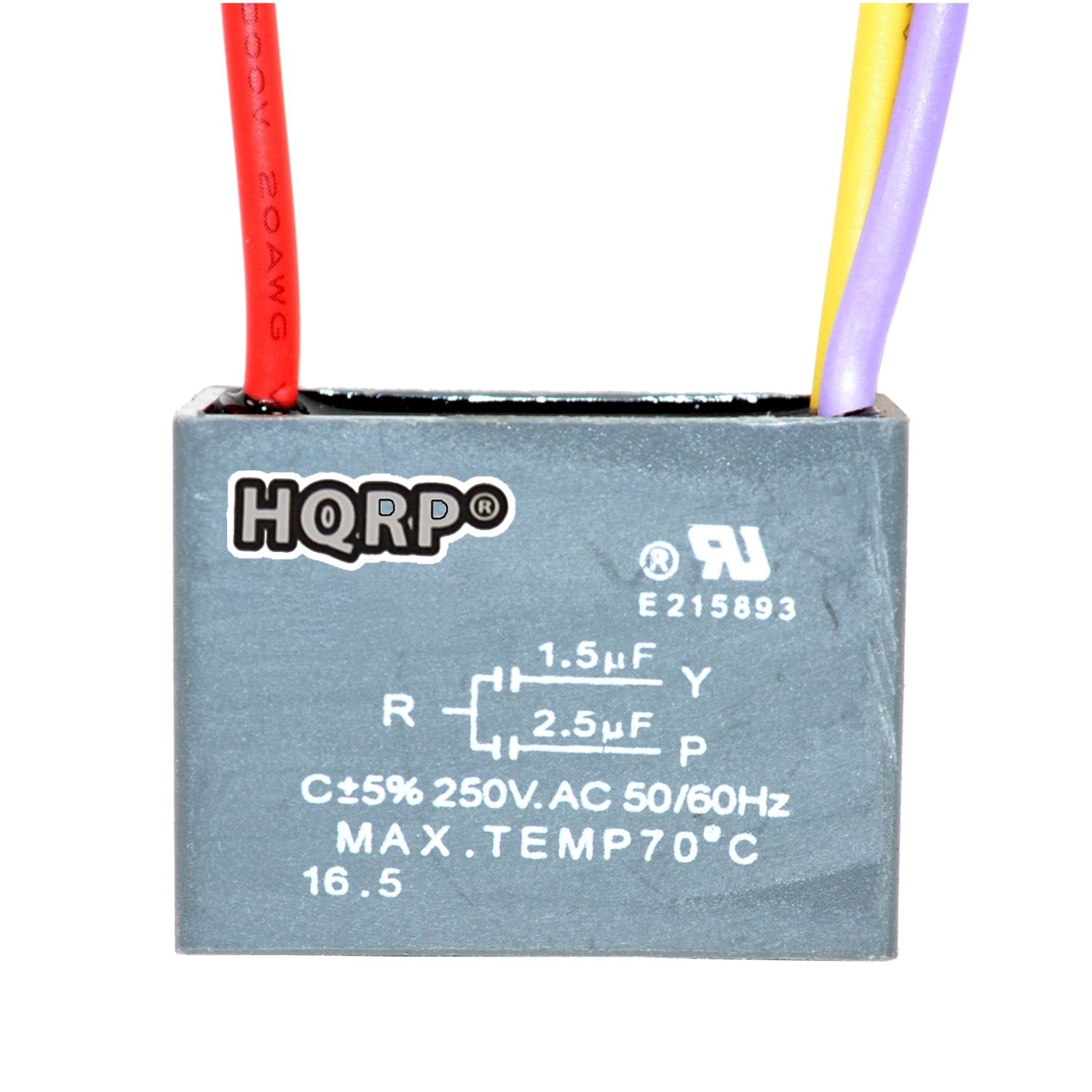 Hqrp Kit Ceiling Fan Capacitor Cbb61 1.5Uf+2.5Uf 3 Wire Ul Listed And 3 Speed Fan Switch
