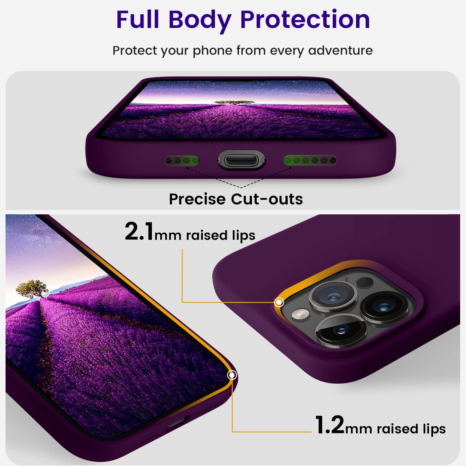 Otofly Designed For Iphone 14 Pro Max Case, Silicone Shockproof Slim Thin Phone Case For Iphone 14 Pro Max 6.7 Inch (Purple)