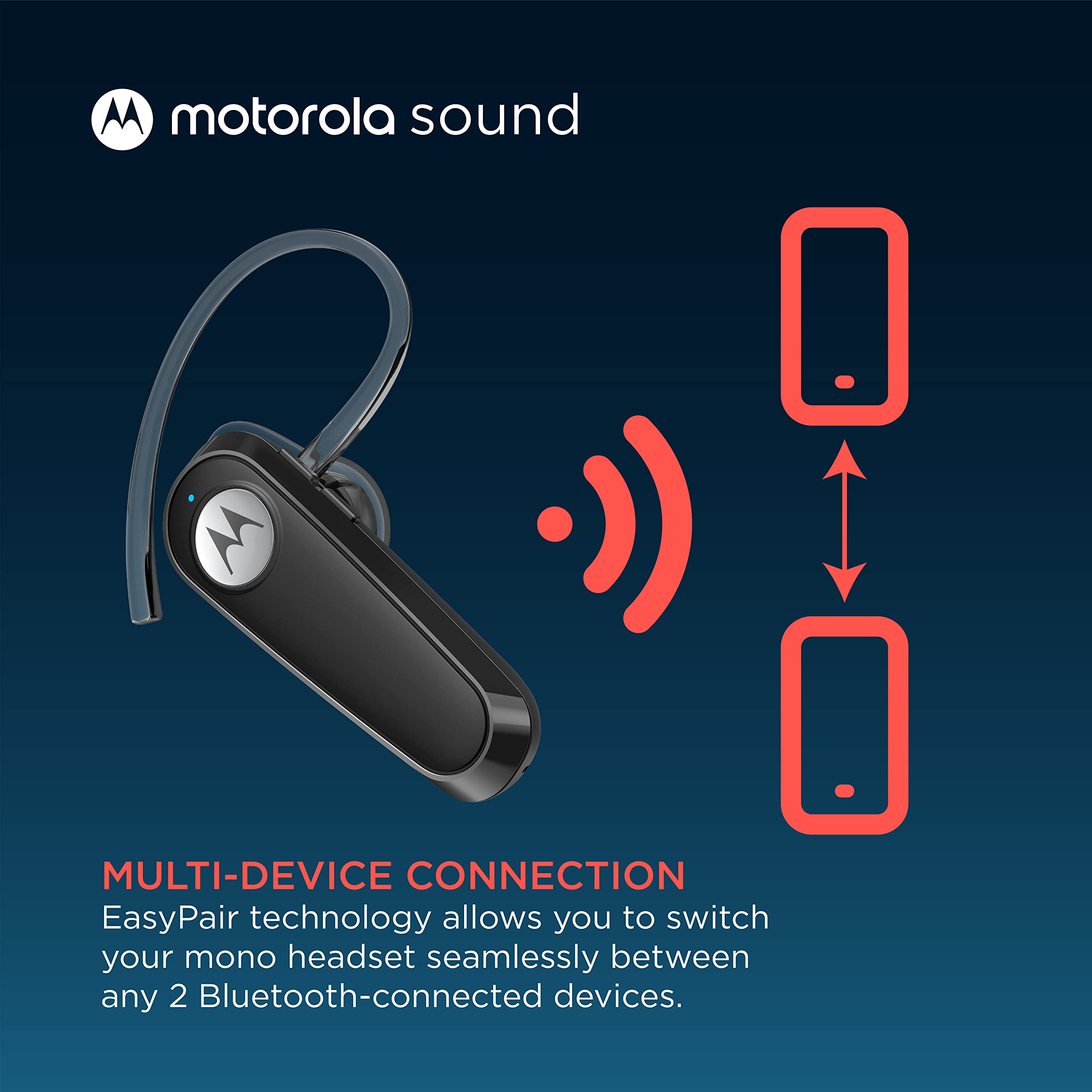 Motorola Sound Hk126 Bluetooth Earpiece - In-Ear Wireless Mono Bluetooth Headset With 8-Hour Talk Time, Voice Assistant Compatib