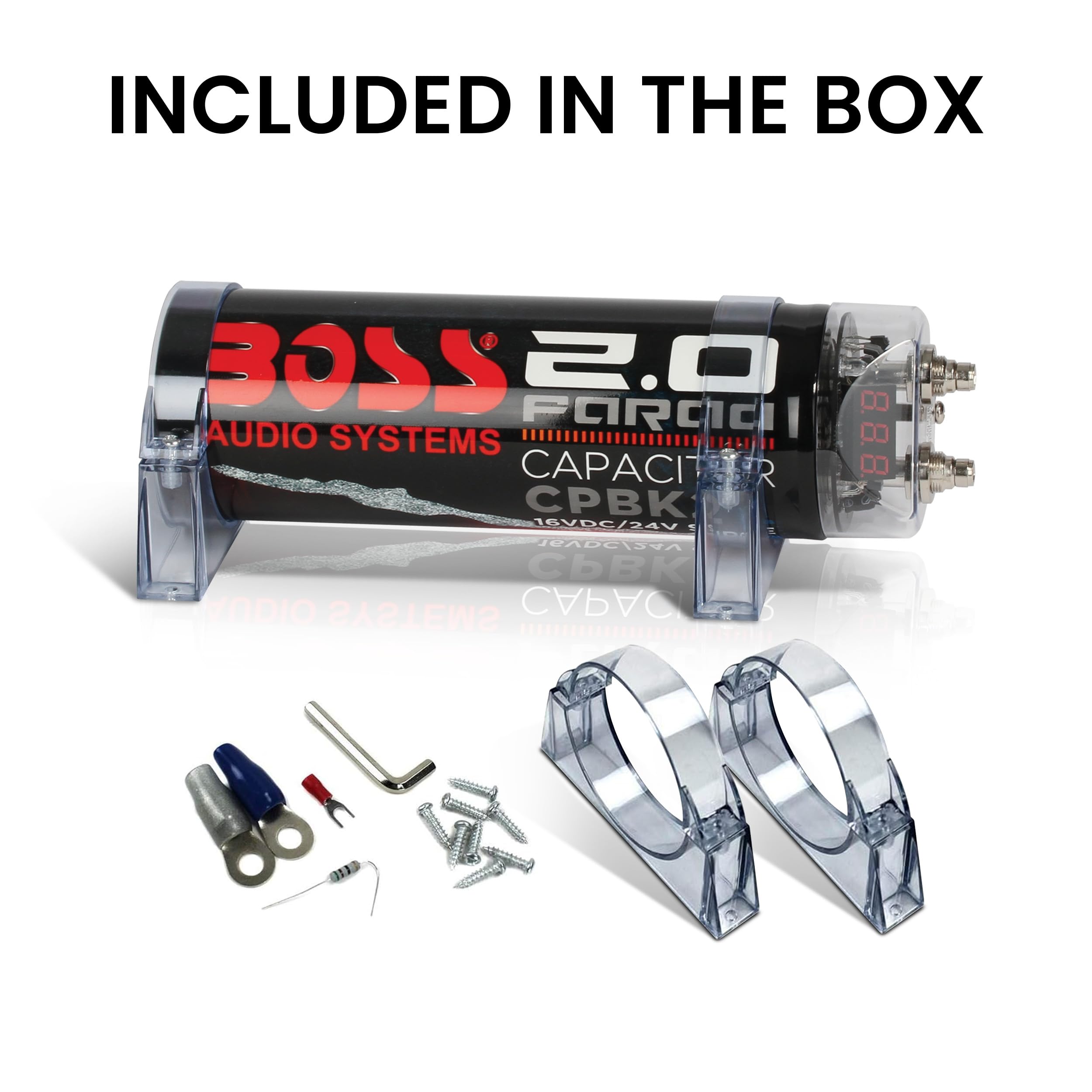 BOSS Audio Systems CPBK2 Car Capacitor 2 Farad Energy Storage Aluminum Black