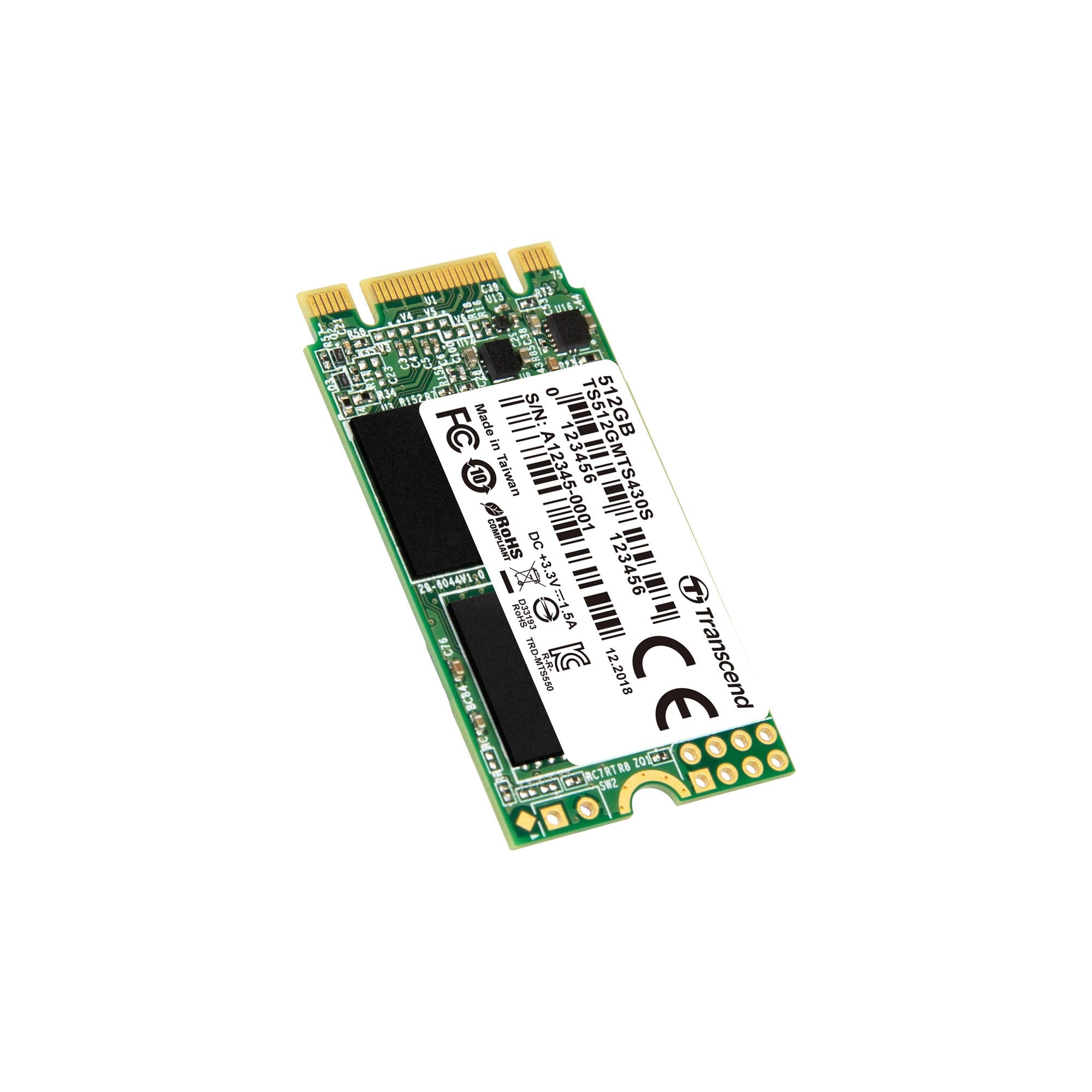 Transcend 512GB MTS430S M.2 2242 SATA3 SSD, Internal Solid State, Compatible with Laptop & PC Desktop   TS512GMTS430S
