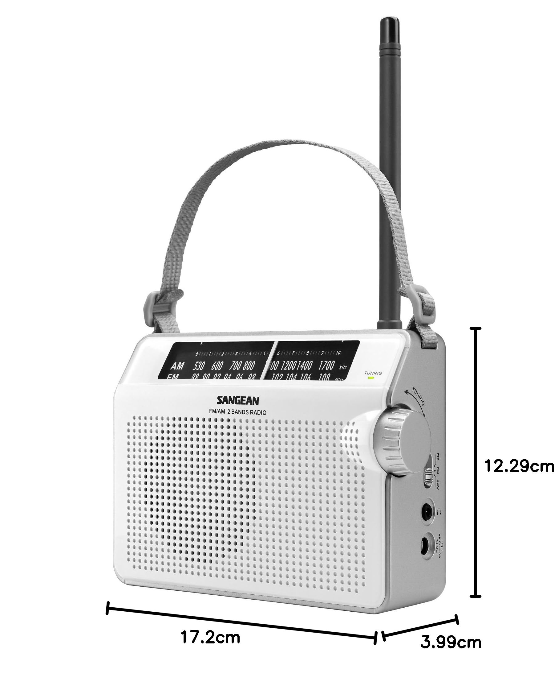 Sangean Pr-D6Wh Am/Fm Compact Analog Portable Radio