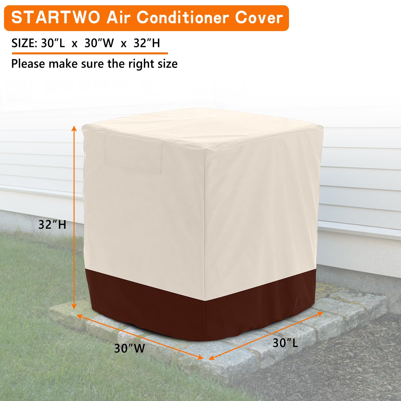 Startwo Air Conditioner Cover For Outside Units   Durable Waterproof Square Ac Cover For Outdoor With Windproof Buckles Elastic