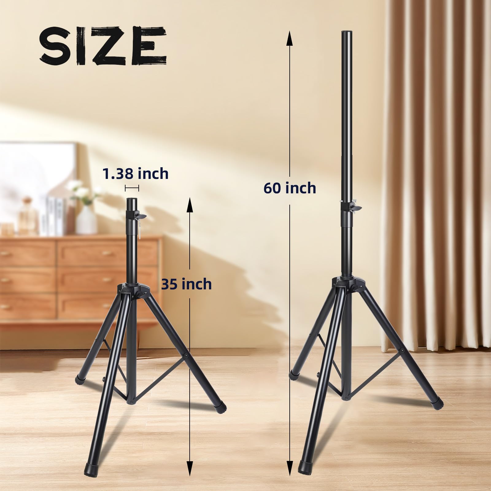 Gzgdljq Speaker Stand Tripod, Speaker Tripod Stand Adjustable Height From 35 To 60 Inch Universal Heavy Duty On Stage Speaker St