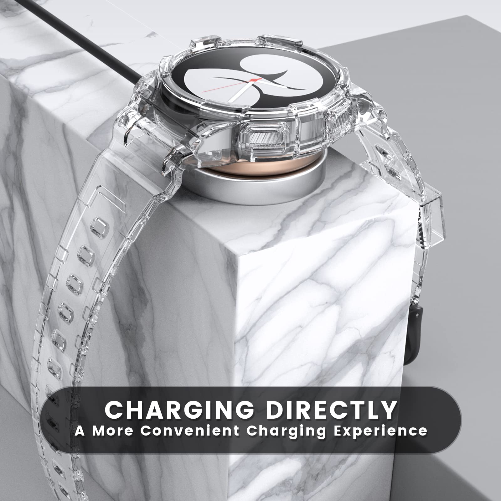 Notocity For Galaxy Watch 4 Galaxy Watch 5 Watch 6 40Mm Band, Clear Band With Protective Case Replacement Strap For Galaxy Watch