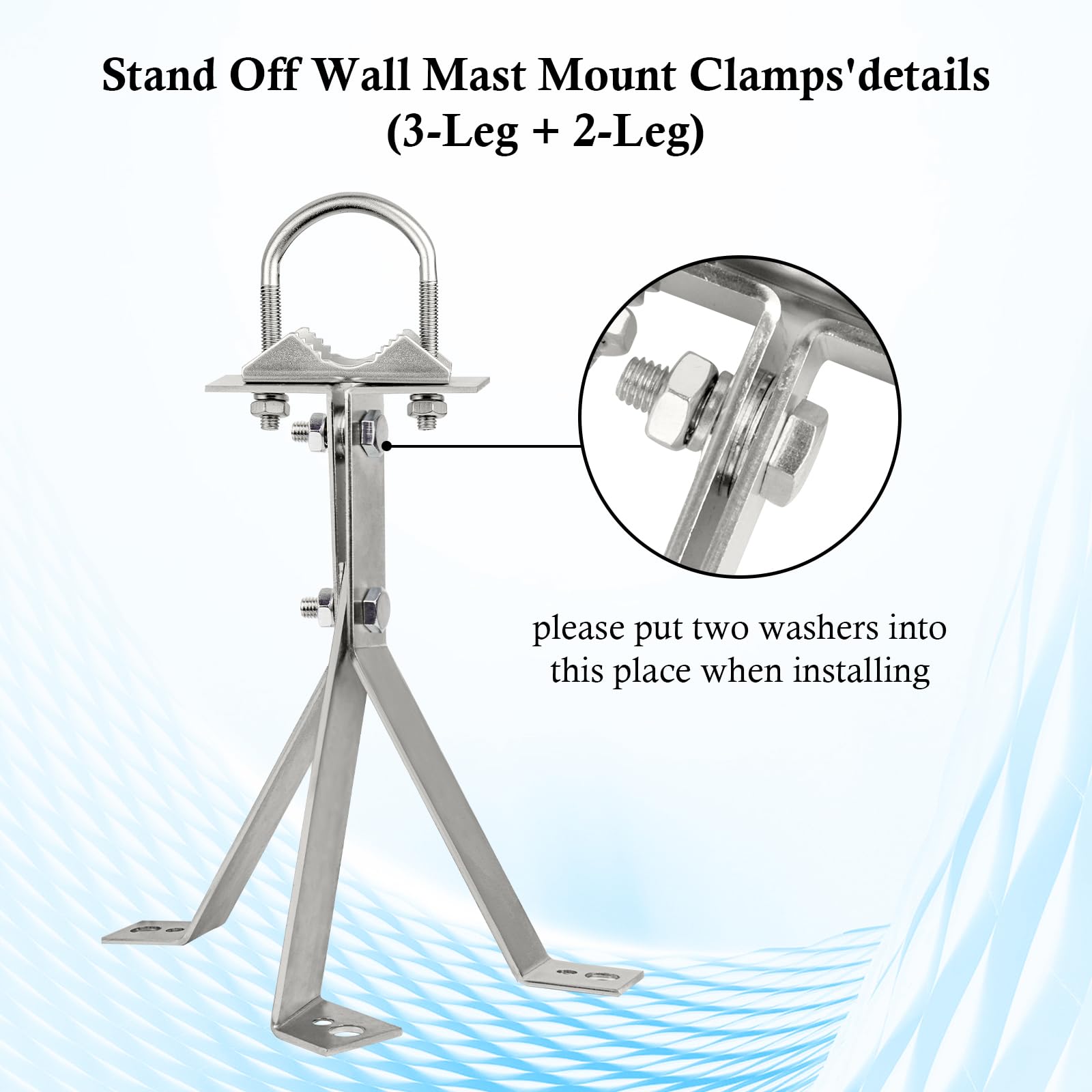 Xrds Rf Antenna Wall Mount 8 Inch Heavy Duty Stand Off Wall Mast Mount Windproof Antenna Mounting Bracket For Tv Antenna Mast ( 3 Leg + 2 Leg)