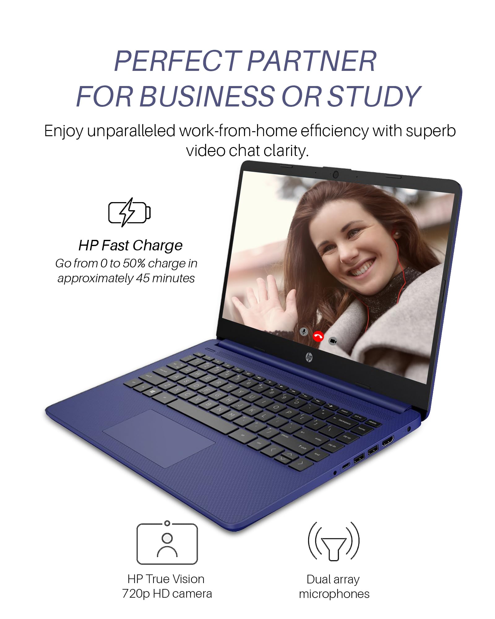 Hp 2024 Stream 14 Inch Laptop For Students And Business, Intel Celeron N4120, Blue Laptop 16Gb Ram + 320Gb Storage (64Gb Emmc+25