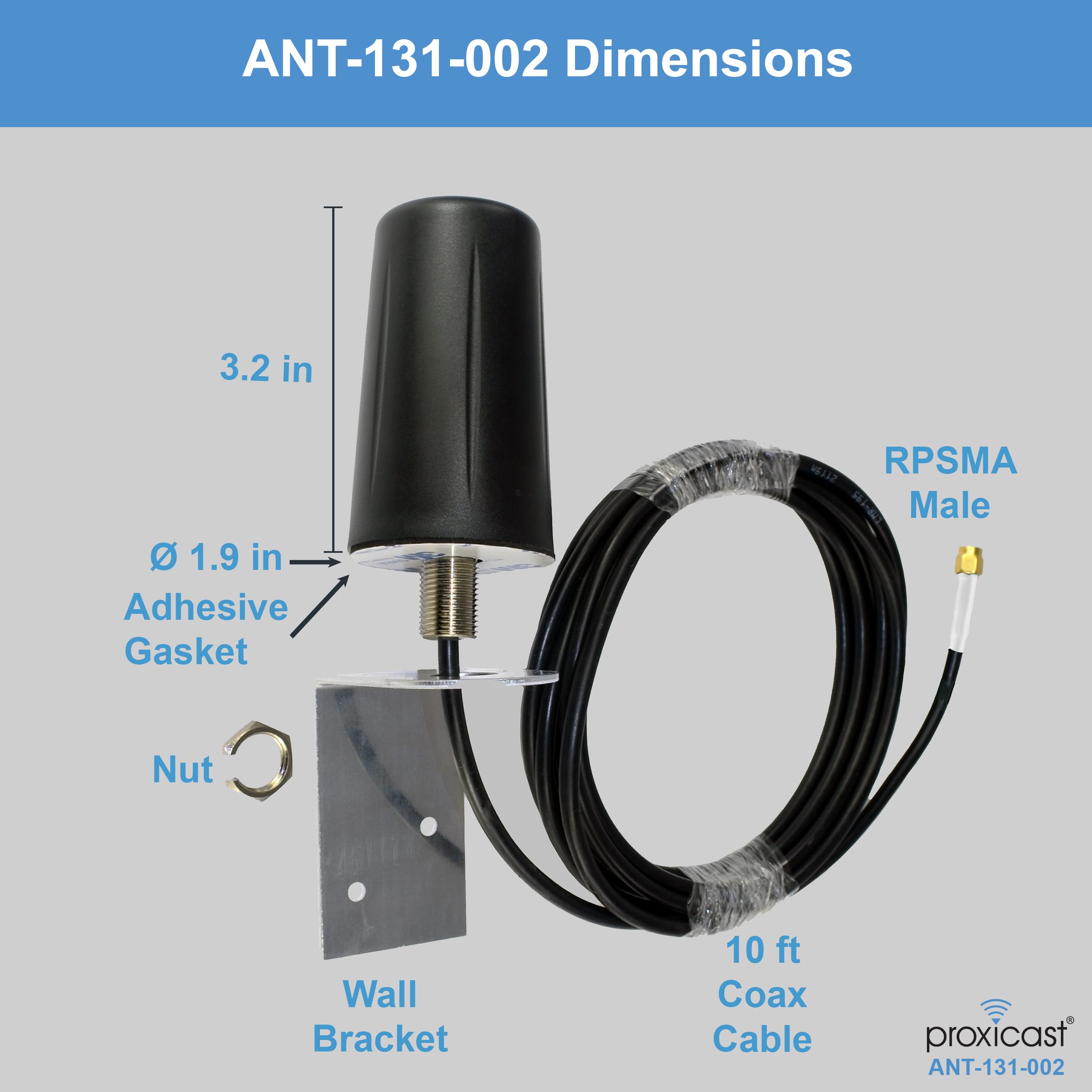 Proxicast Indoor/Outdoor Omnidirectional Wifi Antenna - Tri-Band 2.4/5.8/6 Ghz - 3-5 Dbi Gain - Vandal Resistant Low Profile Fix