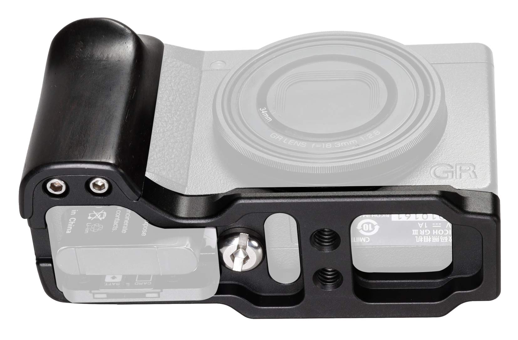 Wepoto Griii Gr3 Griiix Gr3X Hand Grip Quick Release Plate Compatible With Ricoh Griii Gr3 Griiix Gr3X Camera  Aluminium Ebony (