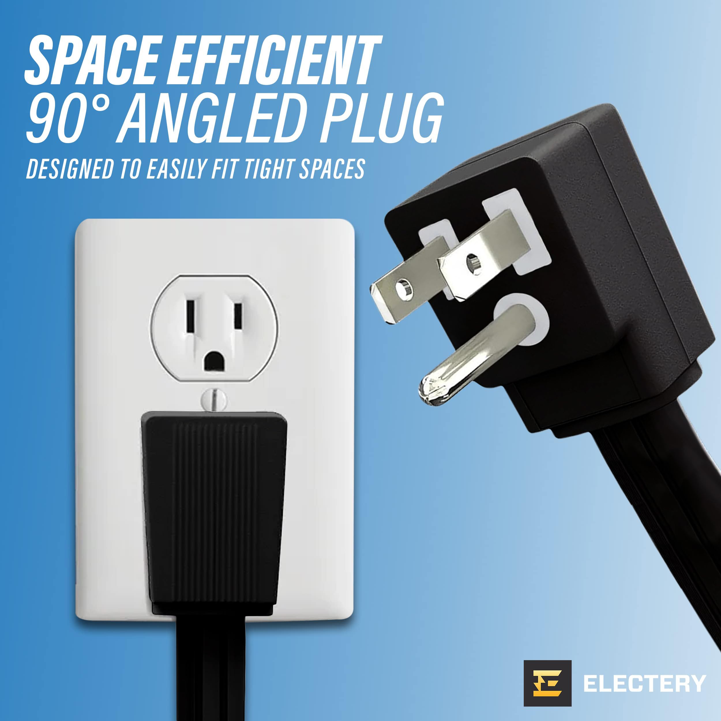 Electery Heavy Duty Appliance Extension Cord, 14 Awg   3 Prong Grounded Flat Plug, Black Power Wire For Indoor Air Conditioner A