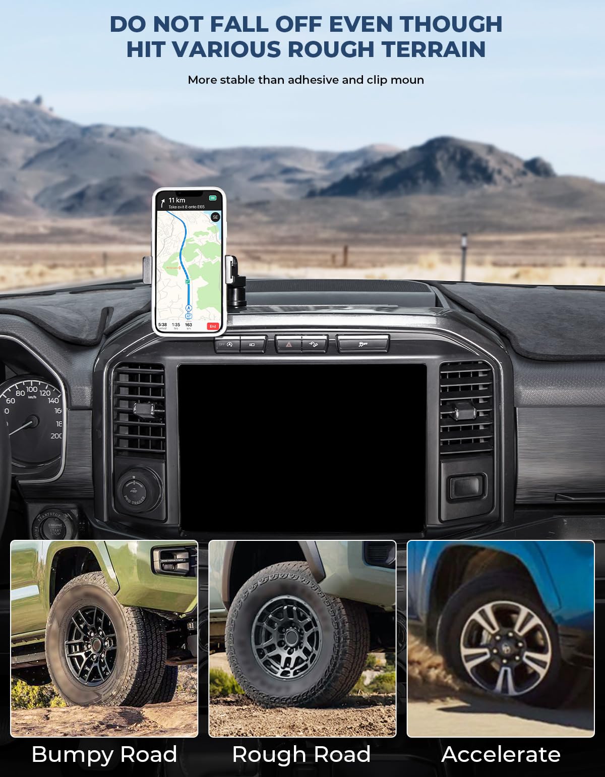 Joytutus Aluminum Phone Holder Dash Mount Compatible With Ford F150 2021 2022 2023 2024 F-150, Cell Phone Holder Dash Mount For