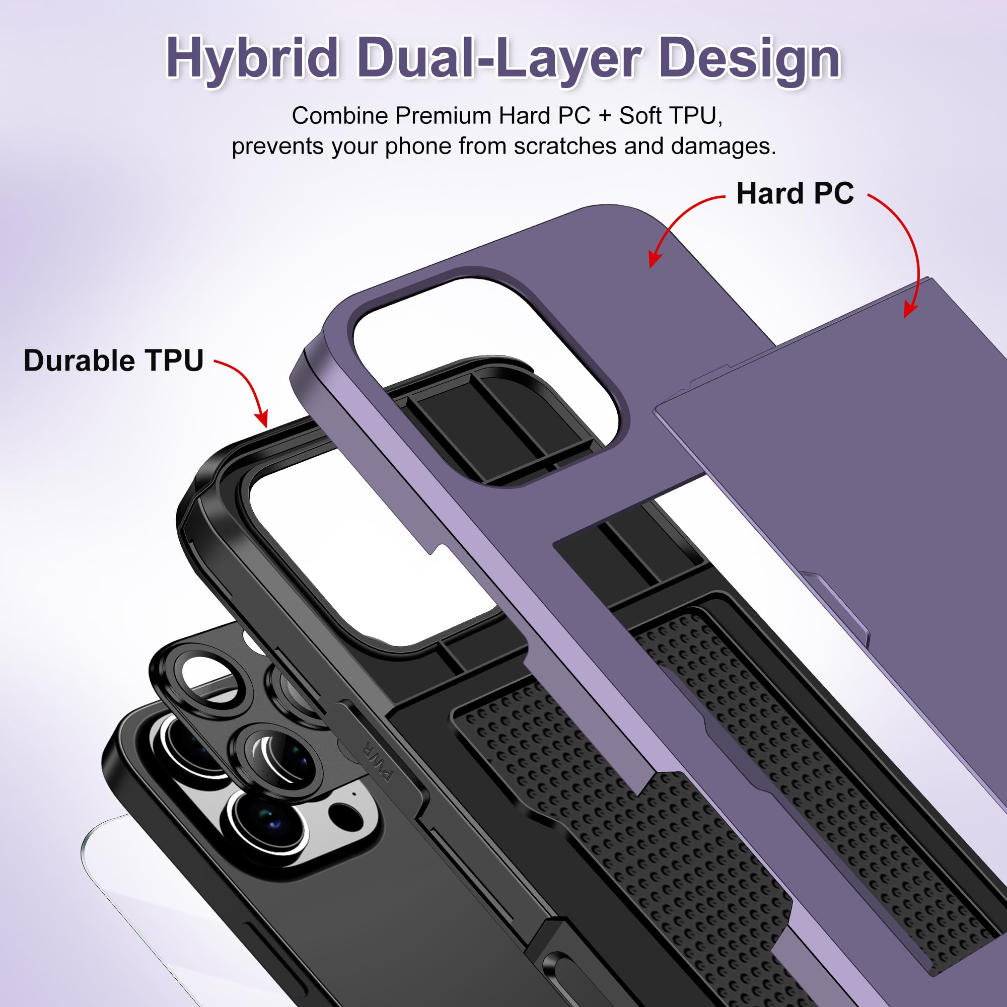 Samonpow For Iphone 16 Pro Max Case Wallet With Card Holder + 2 Screen Protector + 1 Camera Cover Full Body Heavy Duty Protectiv