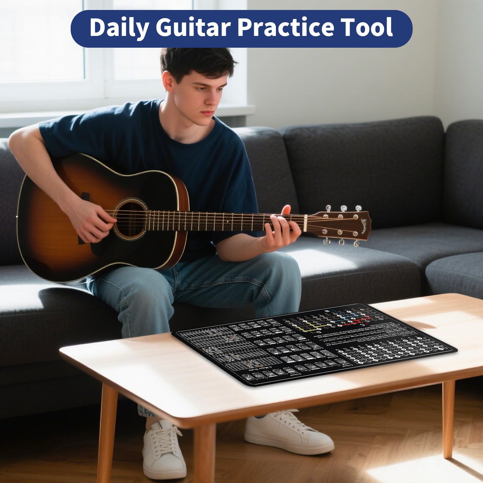 Enjoyard Guitar Theory Mat For Beginner Enthusiasts Guitar Fret Board Chart Guitar Caged System Chord Shape Memorize Fret Board