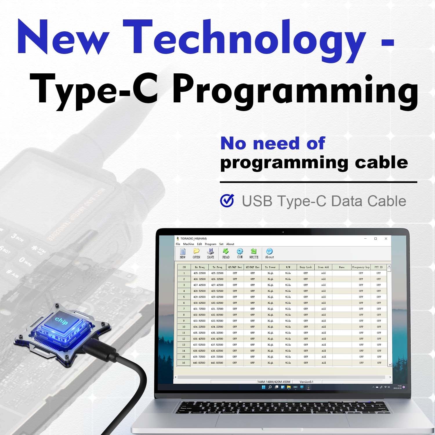 Tidradio Td H3 Ham Radio Multi Band Long Range 2 Way Radio With Airband & Td 771 Long Antenna,Usb C Programming & Charging,2500M
