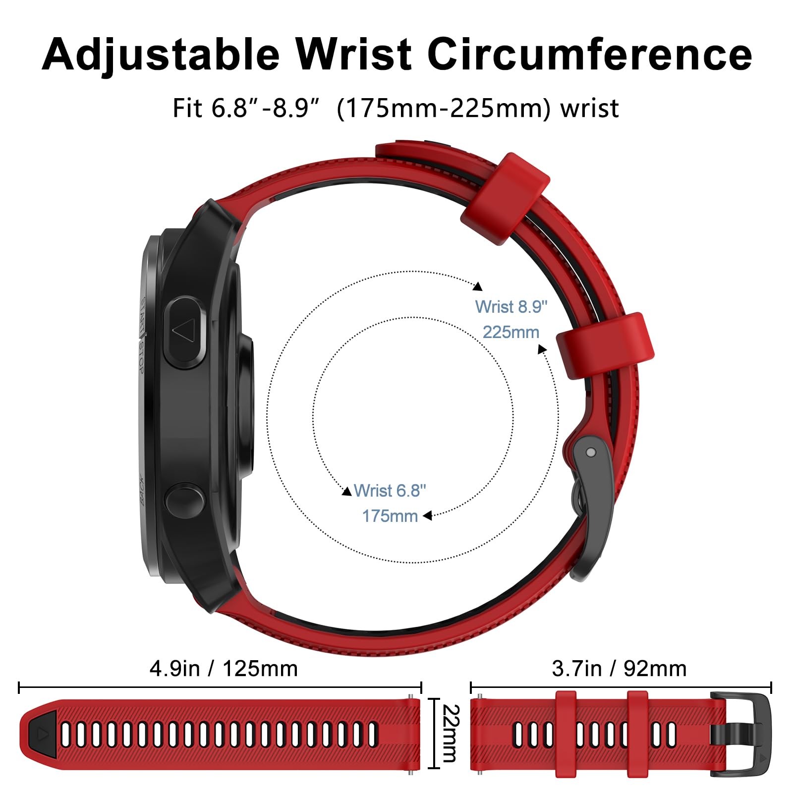 Isabake Watch Band For Garmin Forerunner 965/Forerunner 955/Forerunner 945/Forerunner 935,Soft Silicone 22Mm Replacement Bands C