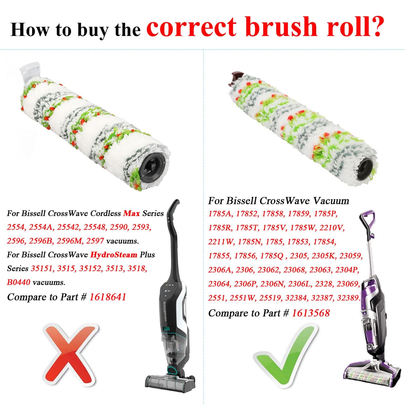 Lemige Brush Filter Replacement Parts For Bissell Crosswave Vacuum 3888A 1785 Pet Pro 2306A Cordless Wet Dry Vac, 3 Pack 2460 Mu