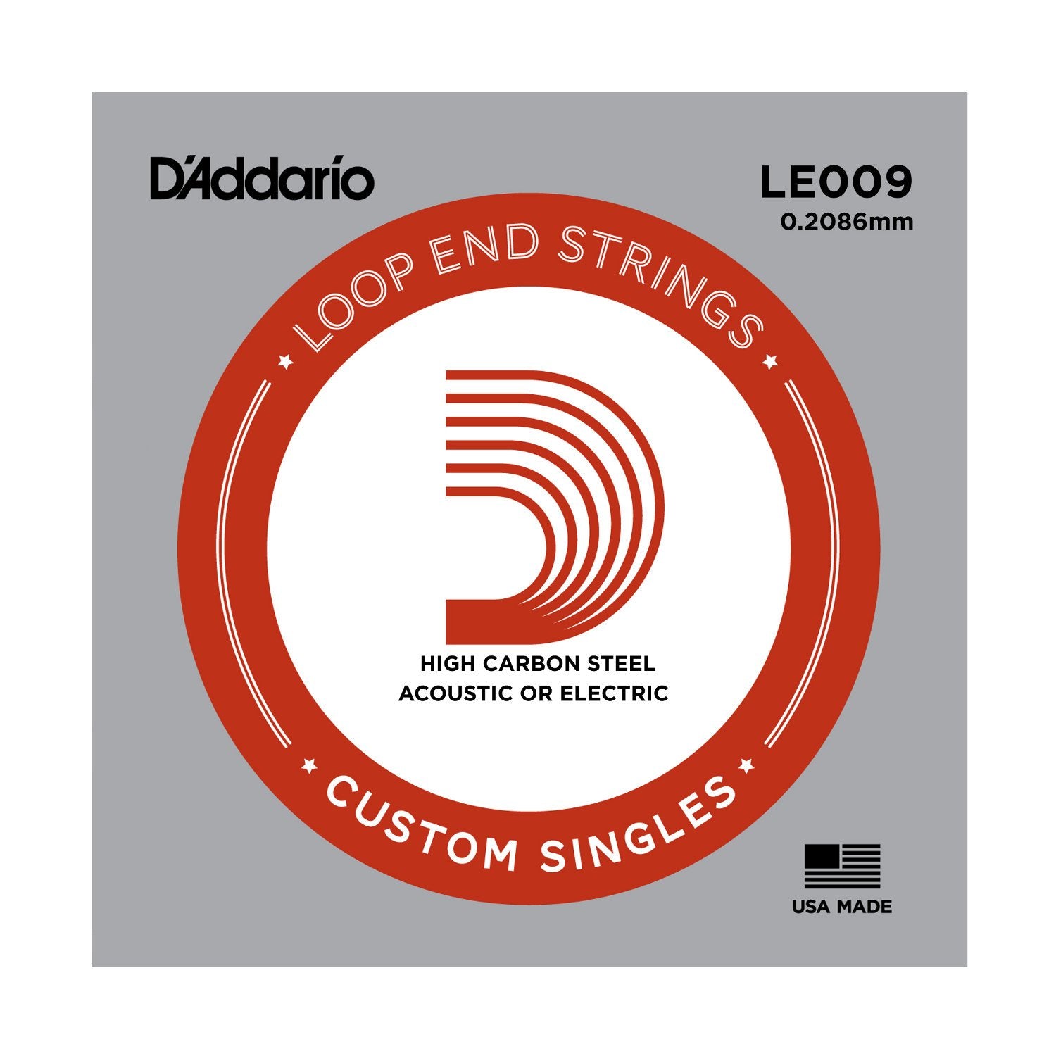 DAddario LE009 Plain Steel Loop End Single String, .009