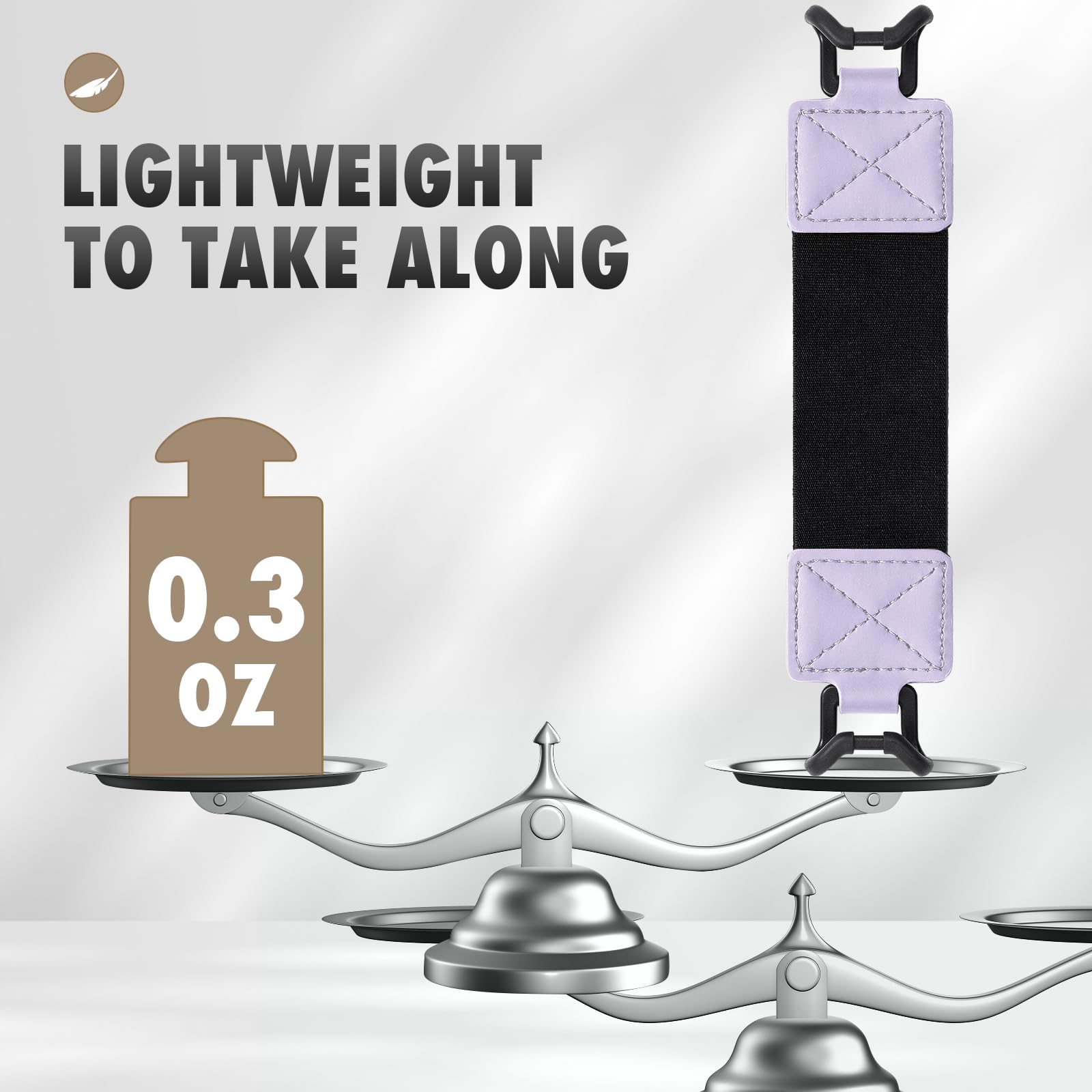 MoKo Security Hand Strap for 9 11 Inch Tablet, iPad/iPad Pro/iPad Air/Kindle Fire HD/Samsung, High Elasticity Versatile Hand Strap Lightweight Finger Grip Holder, Black Belt, Taro Purple