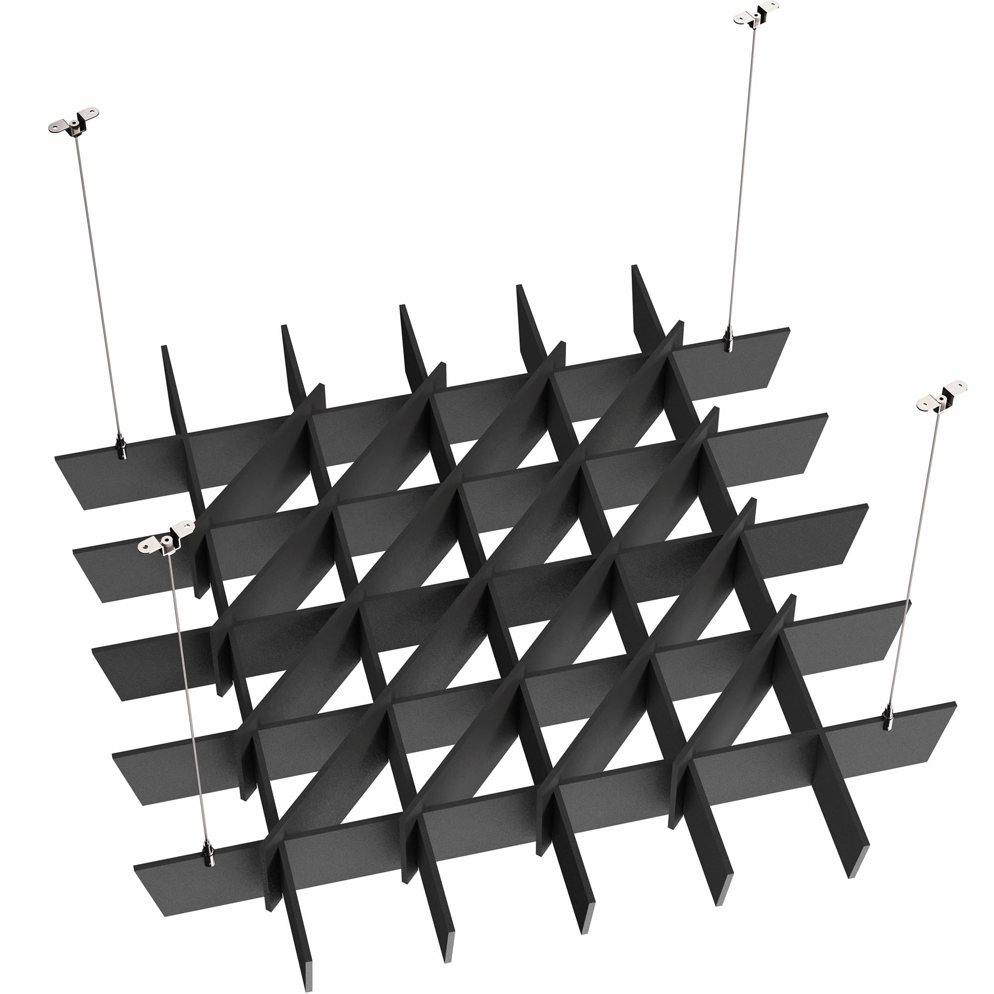 VIVO Acoustic Dual Layer 45 x 45 inch Ceiling Waffle Panel, Hanging Sound Absorber, Modern Noise Reduction Chandelier, Black, PP