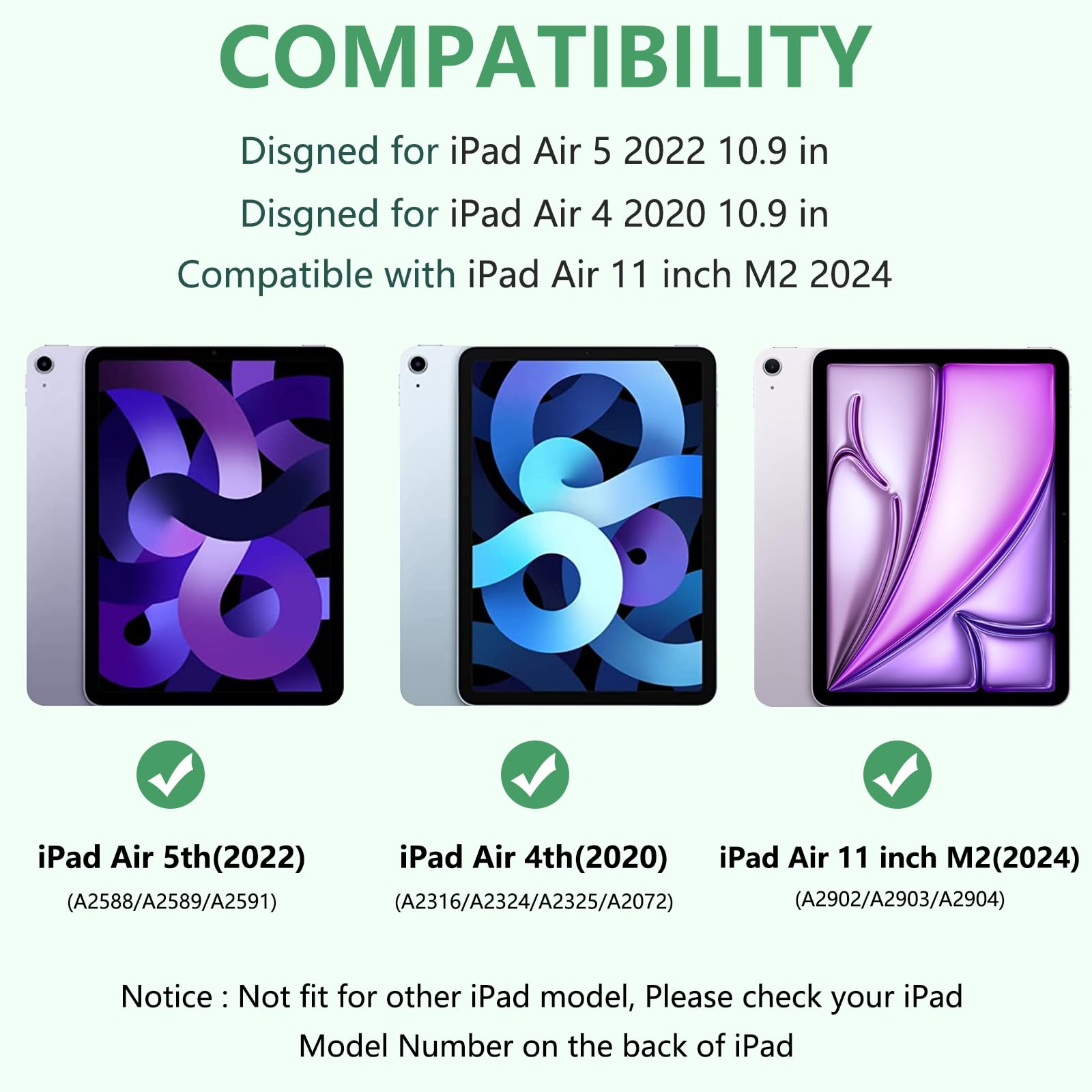 Taiyang For Ipad Air 11 Inch Case With Keyboard 2024, For Ipad Air 5Th 4Th Gen Case With Keyboard Detachable Bluetooth Keyboard