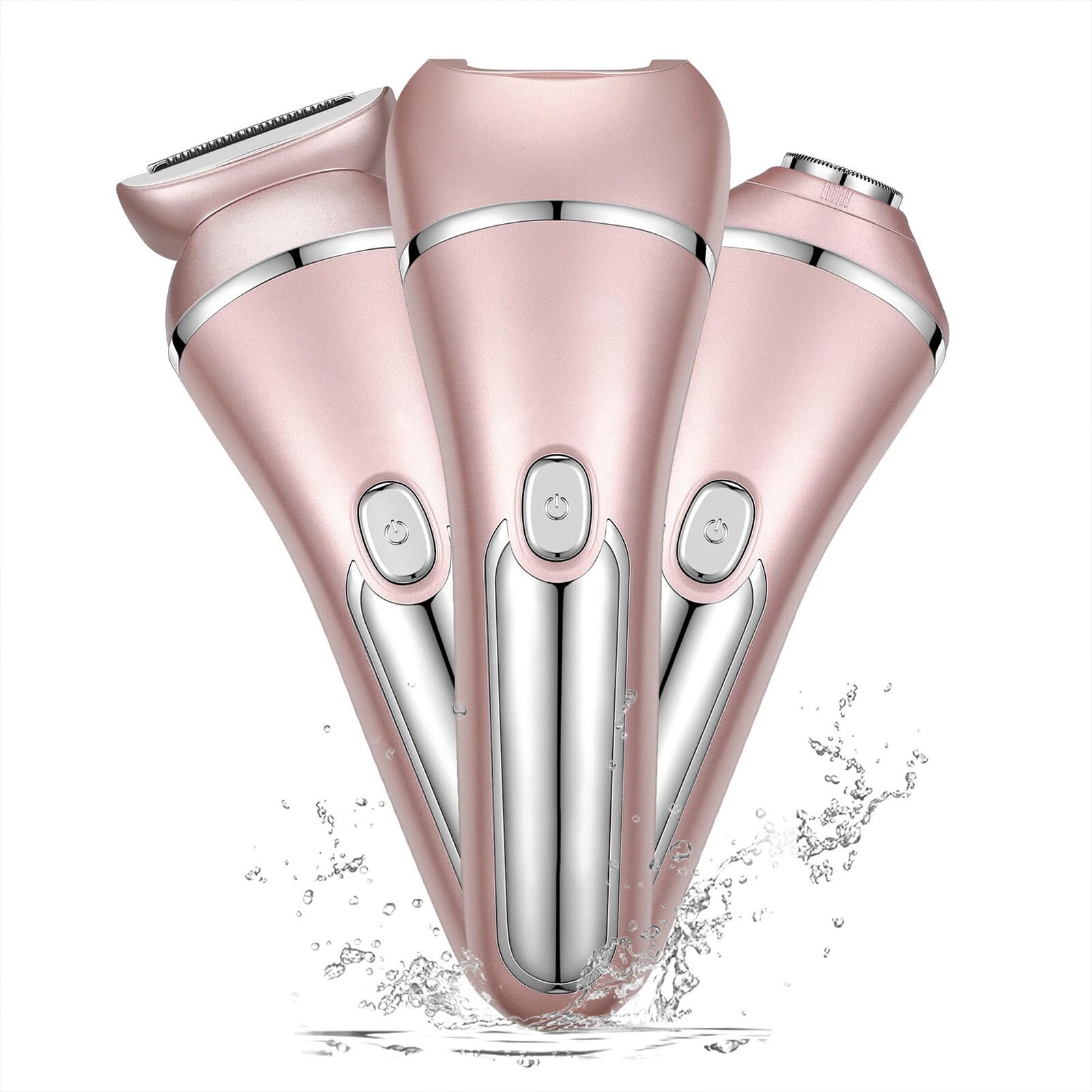 Yuehuam 3 in 1 Bikini Trimmer for Women, Painless Facial Hair Removal, Electric Razor for Womens Pubic Hair, Waterproof Cordless