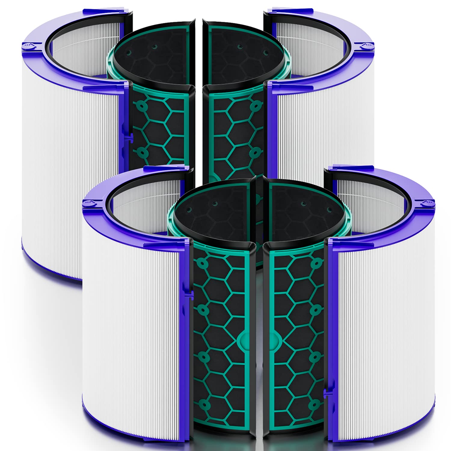 2 Pack Hp04 Dp04 Tp04 Tp05 Dp05 Replacement Filter For Dyson Air Pufifier, Sealed Two Stage 360Combi Glass True Hepa And Activat