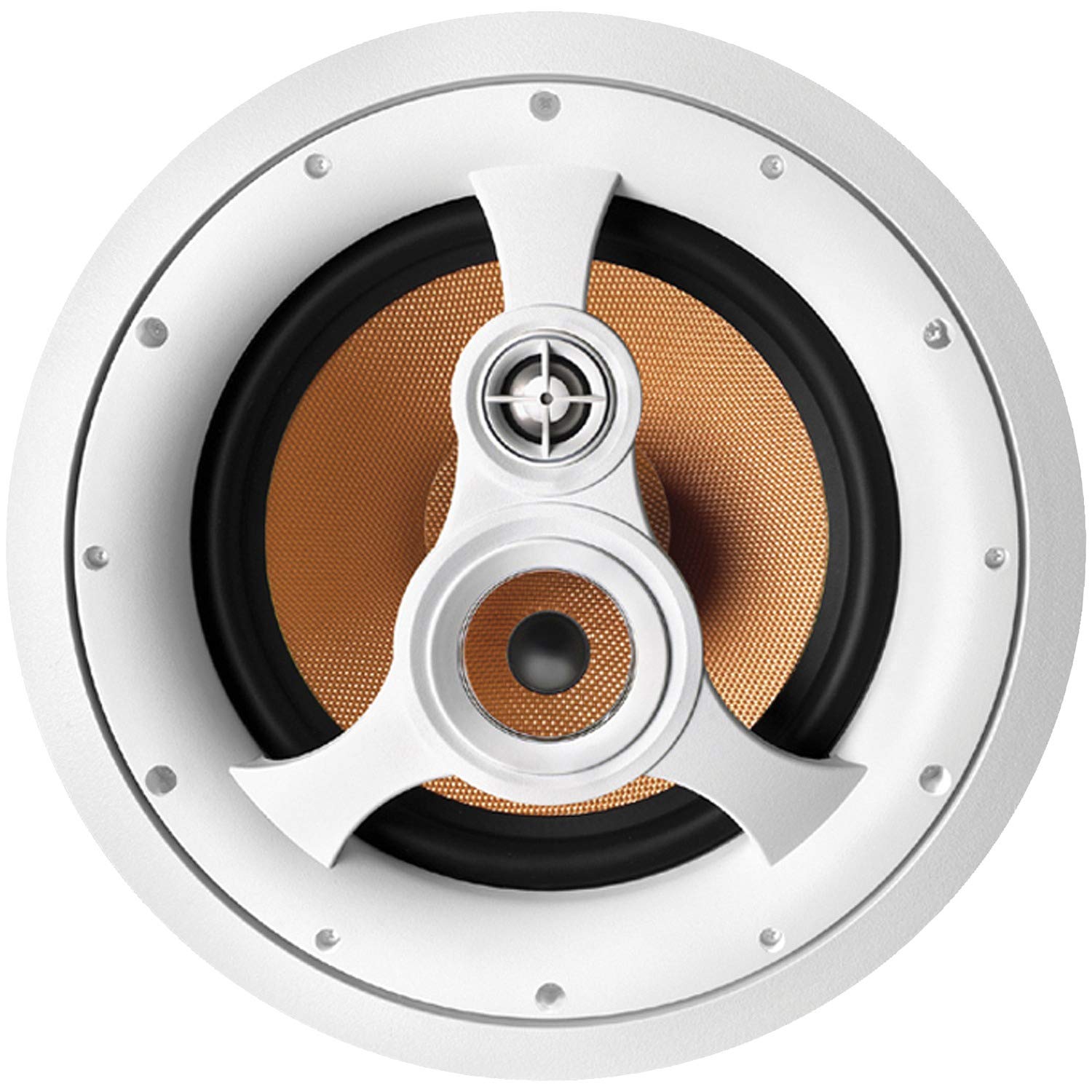 250W 3 Way 10    In Ceiling Speaker With Pivoting Tweeter And Midrange, Metal And Cloth Grills