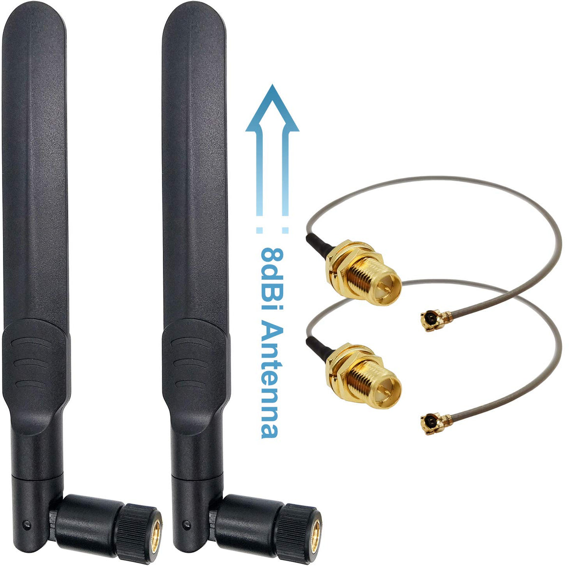 8Dbi Rp Sma Male Wifi Antenna + 20Cm U.Fl To Rp Sma Female Extension Cable For Mini Pcie Slot