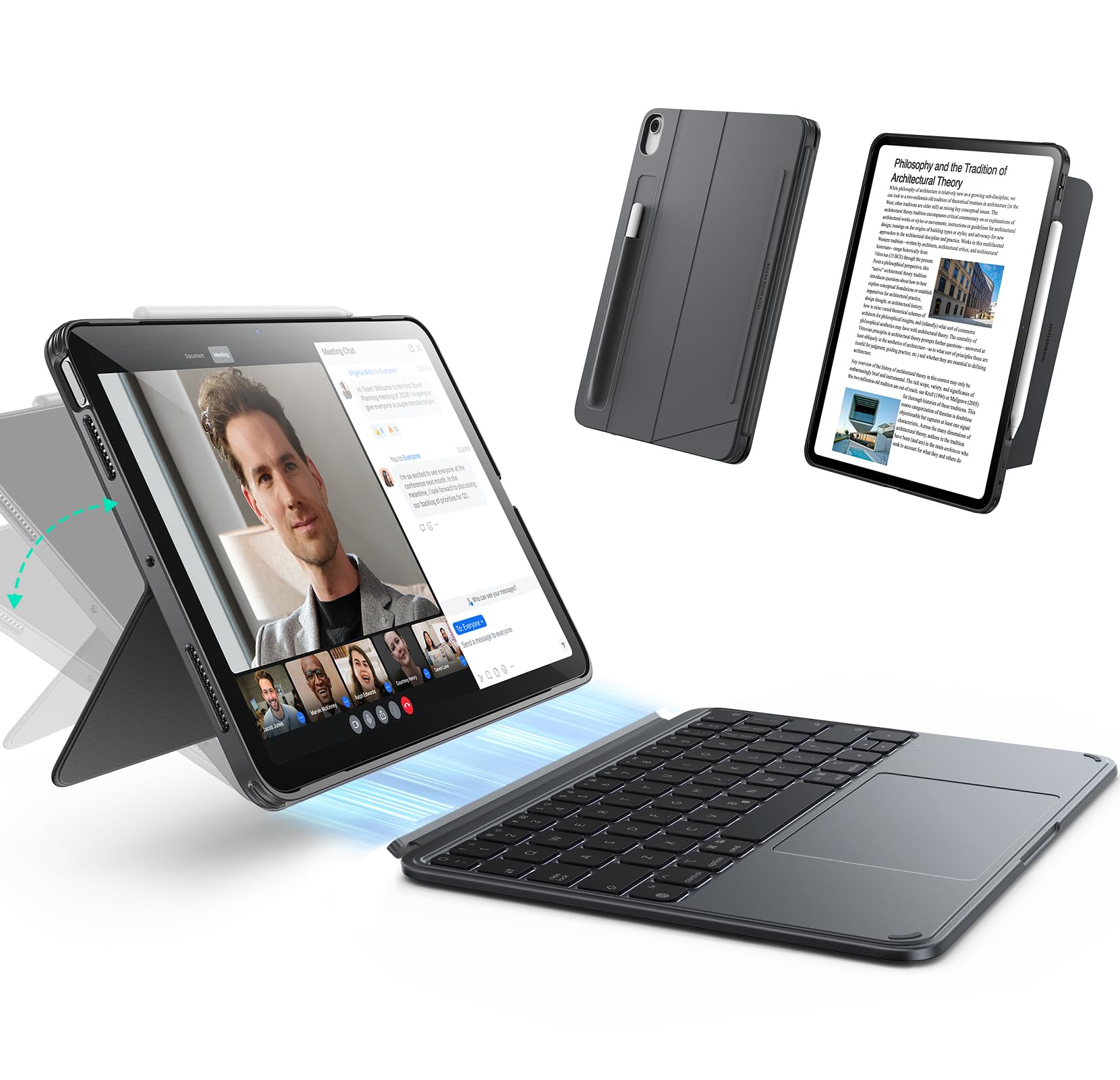 ESR for iPad Air 11 (M3/M2) & 10.9 (5th/4th Gen) Case with Keyboard, Magnetic Detachable Keyboard, Portrait/Landscape Modes, Lar